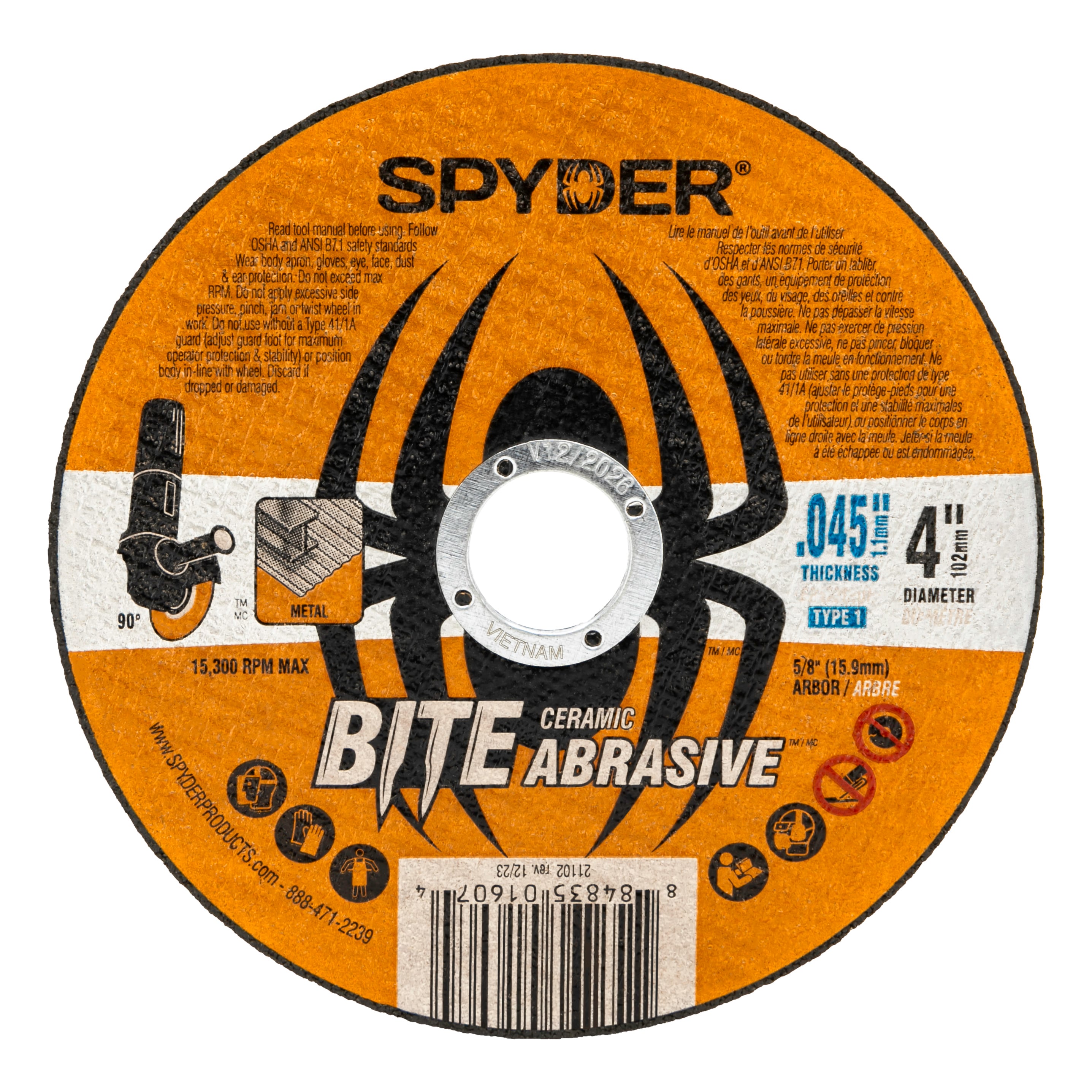 Spyder 21102 Bite Abrasive Bite 4-in Ceramic Cut-off wheel