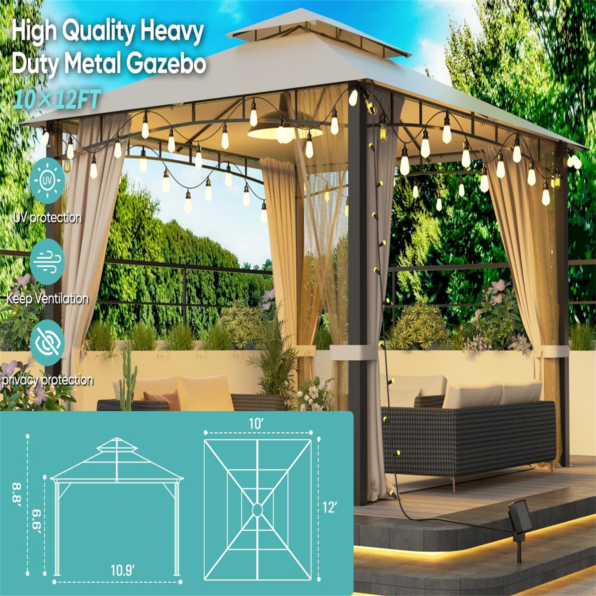 BABOOM BOM-1575AAB-OR Wood-Resin-Gazebos - View #3
