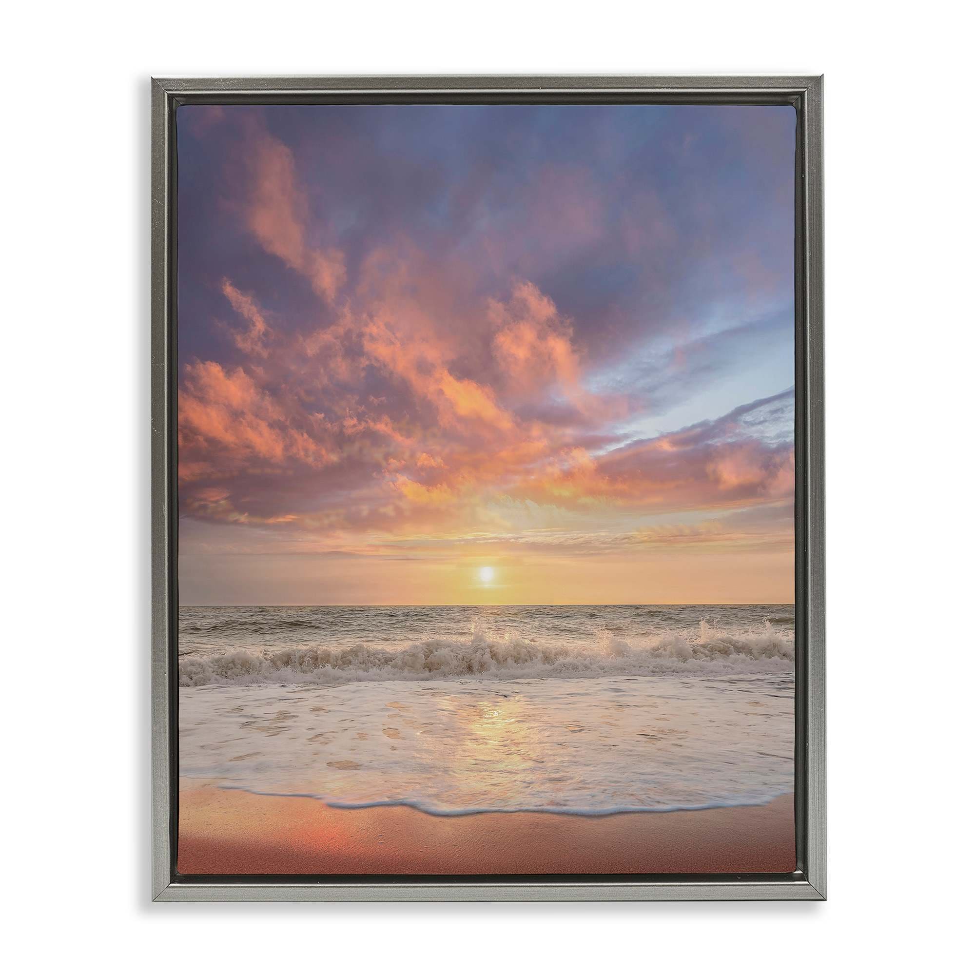 Stupell Industries BS-157-FFL-24X30 Sunlit Clouds over Beach Floating Frame design by Mike Calascibetta