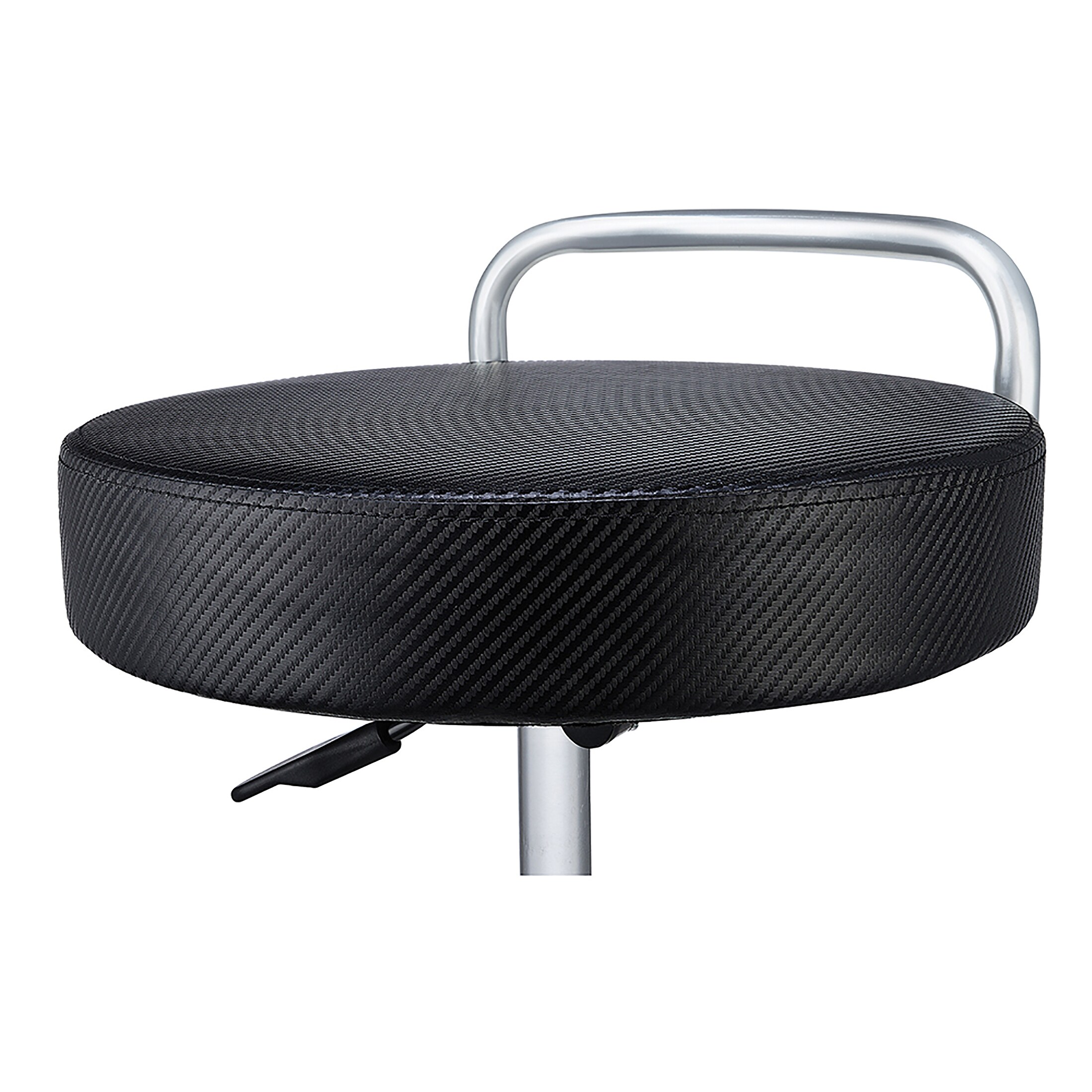 Adjustable Height Black Metal Swivel Laboratory Stool with Wheels