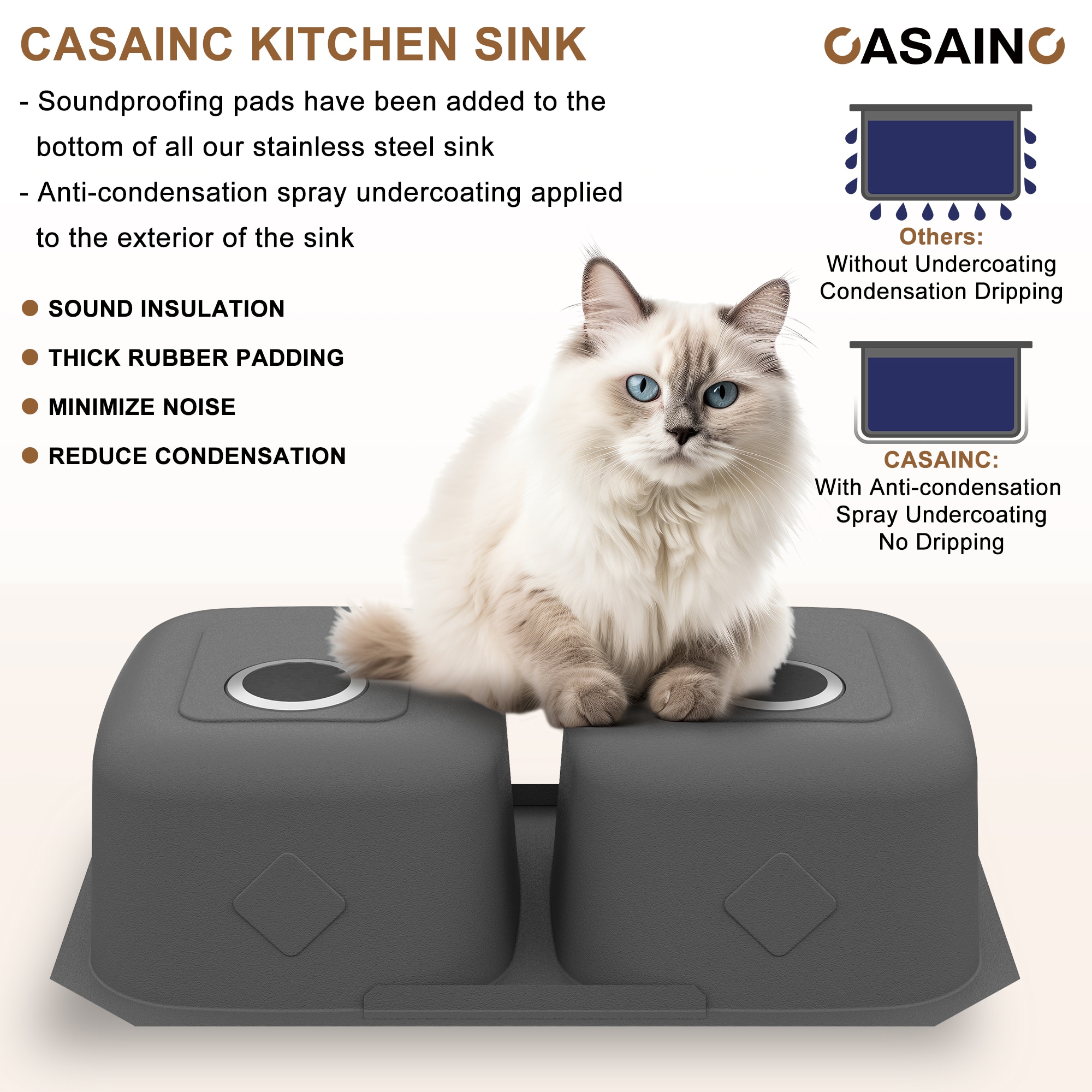 32'' Stainless Steel Double Bowl Undermount Kitchen Sink
