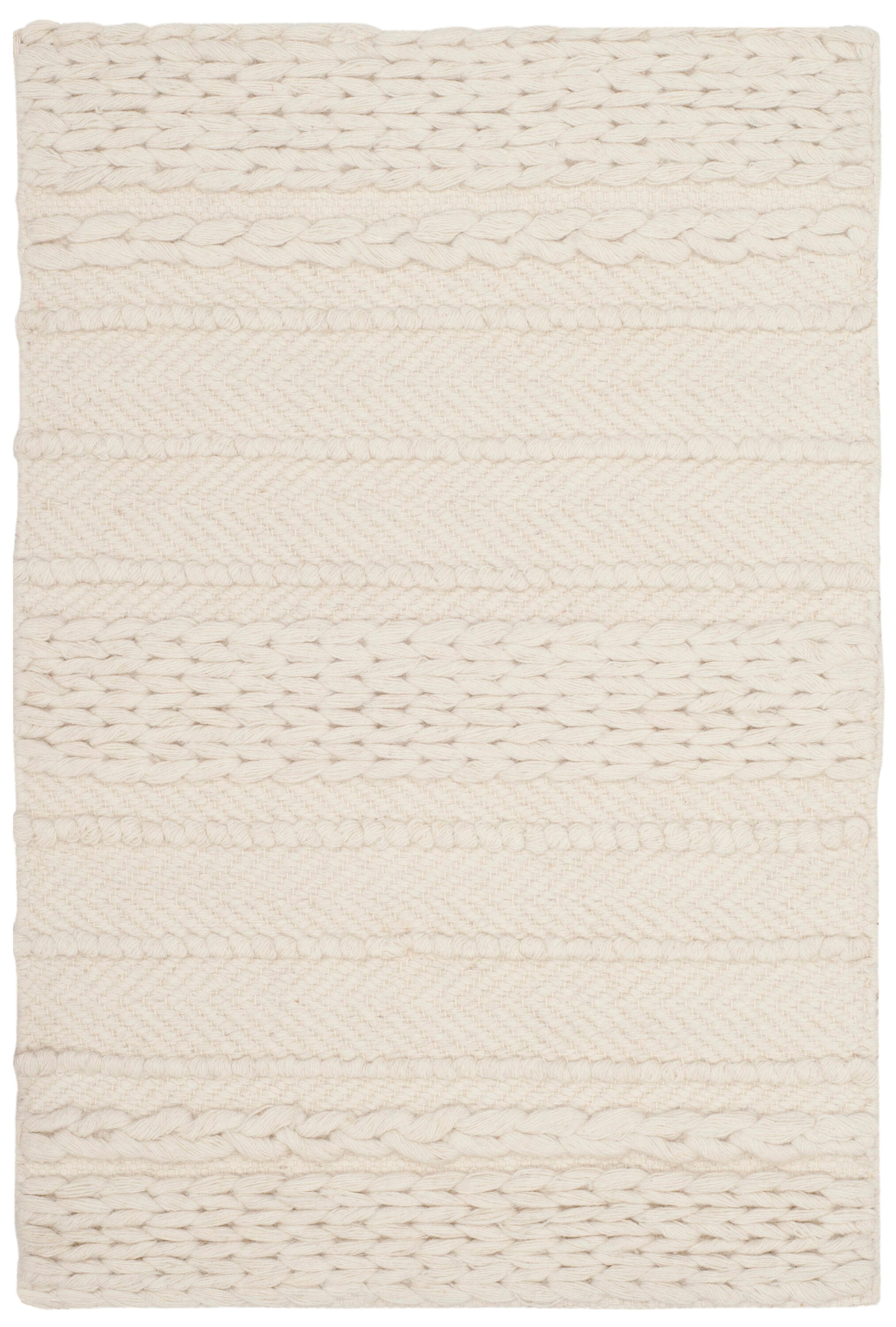 Ivory Whisper Handwoven Wool 2' x 3' Rectangular Area Rug