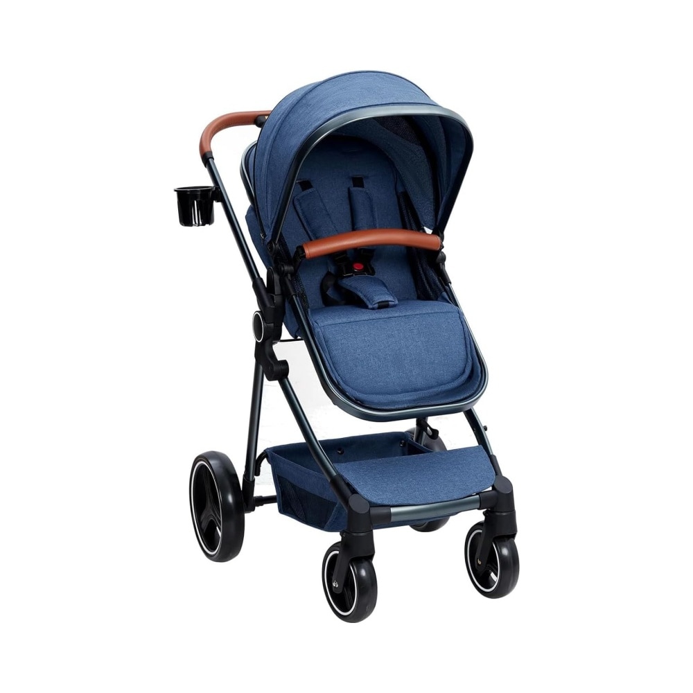GAOMON 3-in-1 Convertible Baby Stroller Reversible Newborn Bassinet Stroller Foldable High View Stroller with Adjustable Recline Canopy Windproof Foot Cover and 5-Point Harness 0-3 Years Travel Stroller Blue