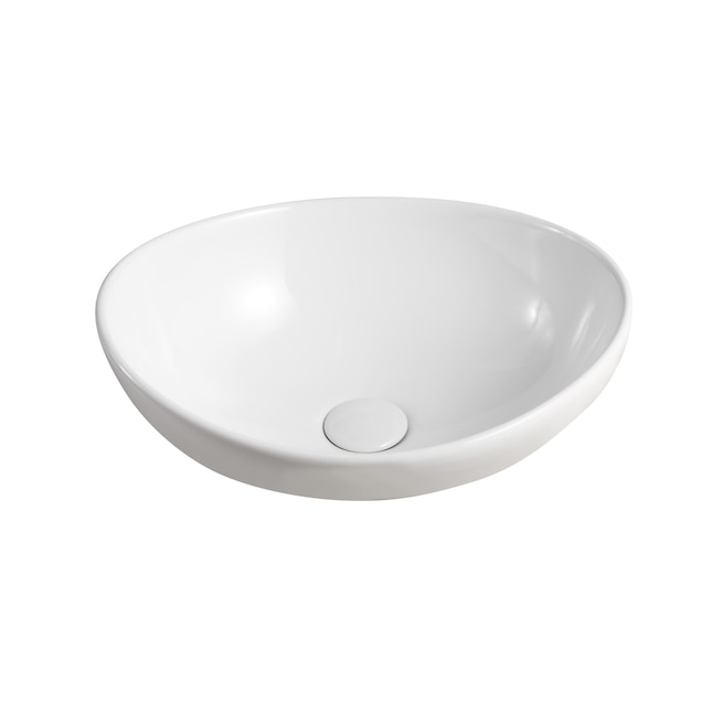 Elanti Oval Vessel Bathroom Sink in White Elanti Oval Vessel Bathroom Sink in White