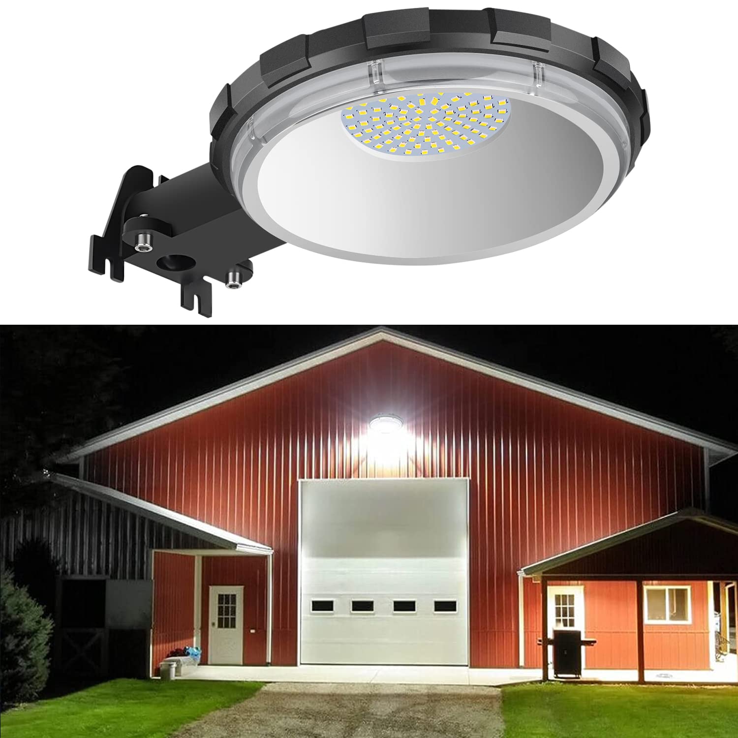 Vrbgify  LED Dusk to Dawn Barn Light 100W 10000 Lumen 5000K Daylight IP65 Outdoor Security Flood Light for Garage Yard Street Warehouse 1 Pack