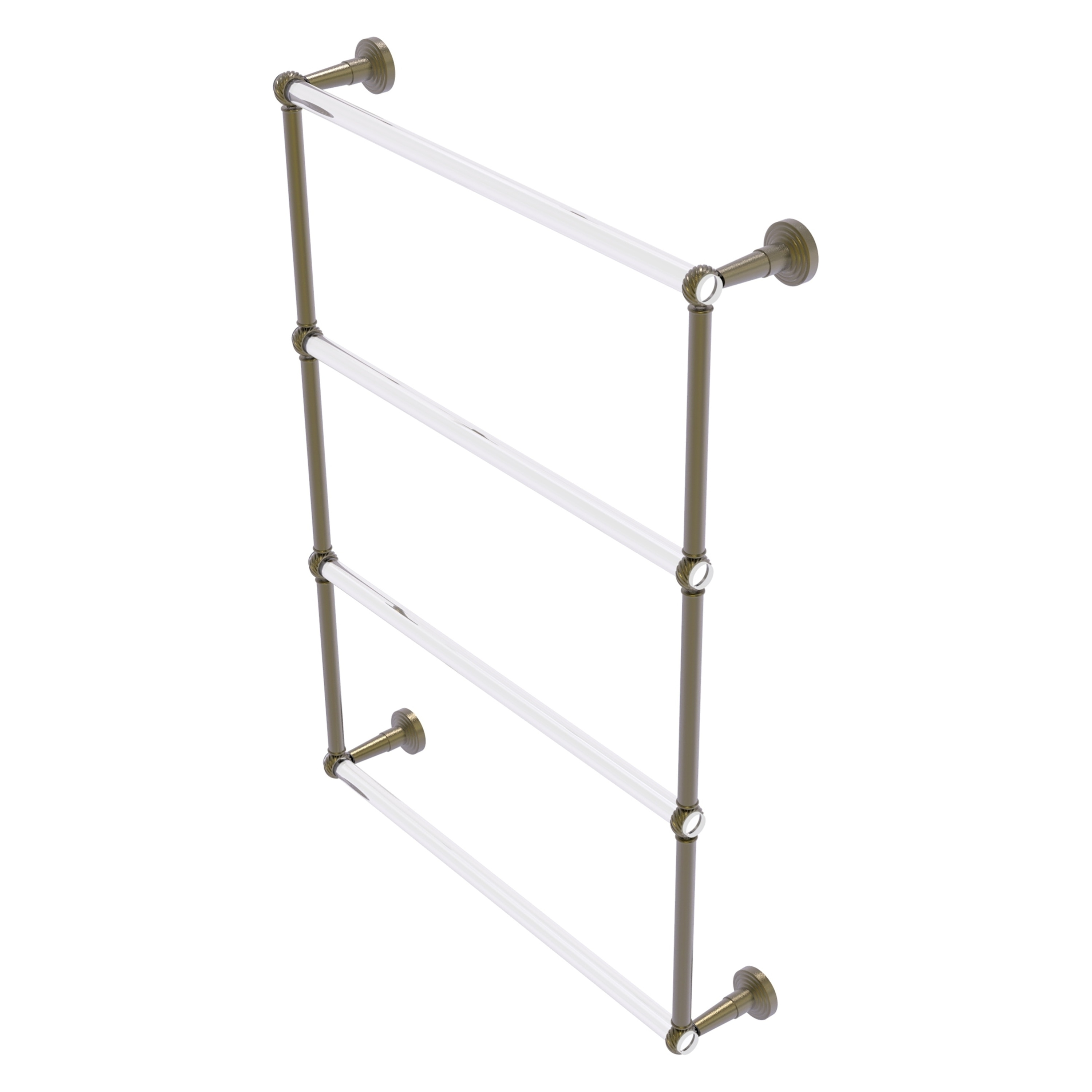 Allied Brass PB-28T-24-ABR Pacific Beach 24-in double Antique Brass Wall mount 4-tier Towel Bar