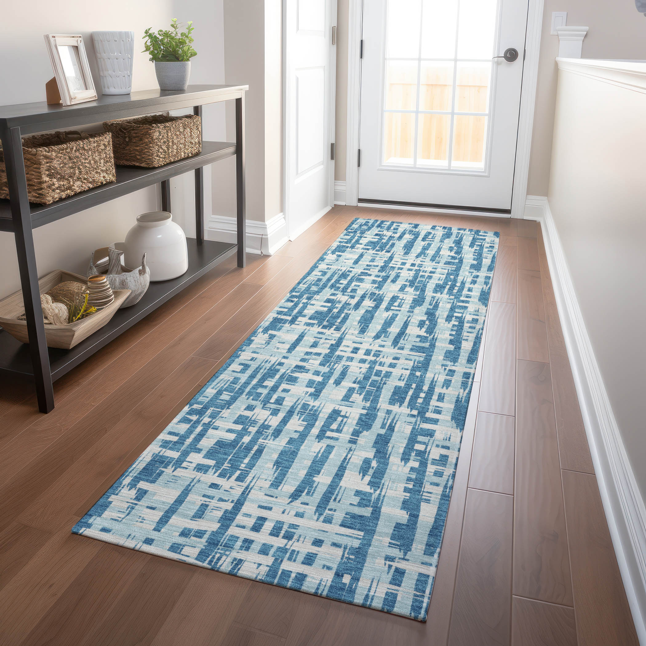 Addison Rugs ACN1059TE2X8 Chantille ACN1059TE 2 x 7 (ft) Polyester Teal Rectangular Indoor/Outdoor Geometric Machine washable Runner rug