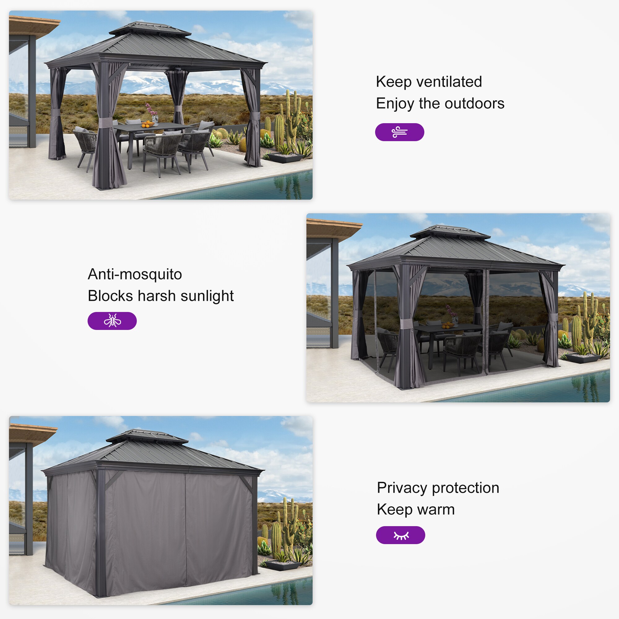 PURPLE LEAF LS04GHTG1012 Wood-Resin-Gazebos - View #8