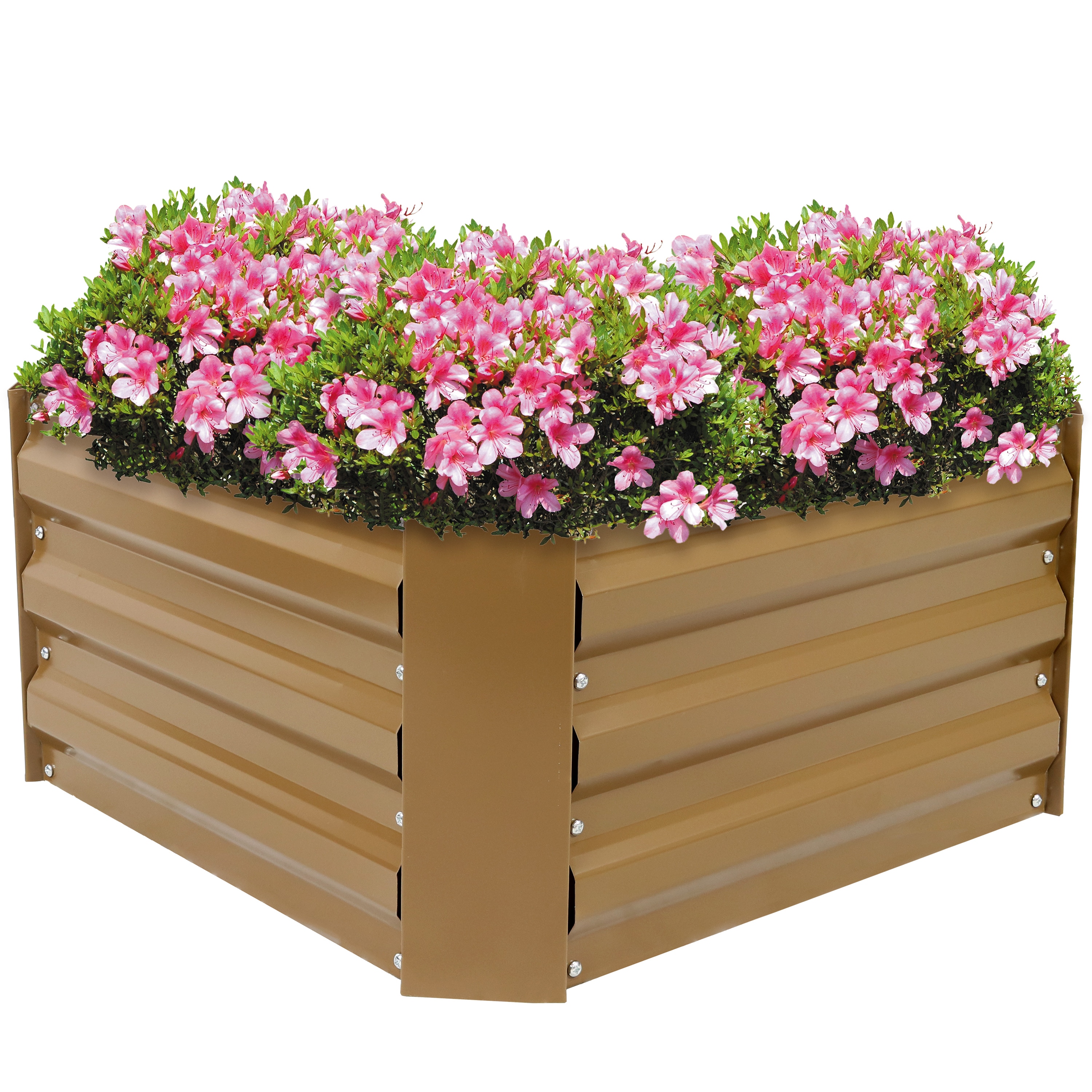 Sunnydaze Decor HB-482 24.0-in W x 24.0-in L x 11.75-in H Elevated Brown Galvanized Metal Raised Garden Bed