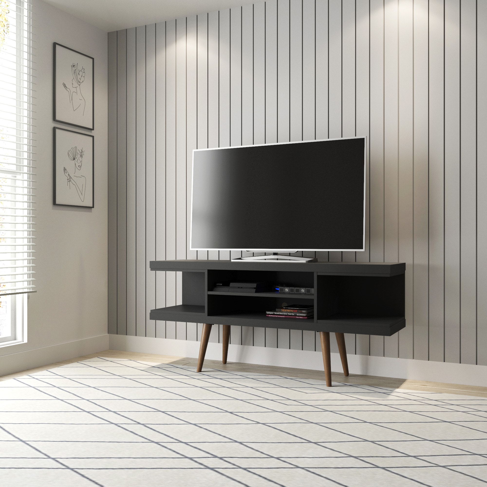 Manhattan Comfort 19653 Modern/Contemporary Black TV stand ( Accommodates TVs up to 50-in )