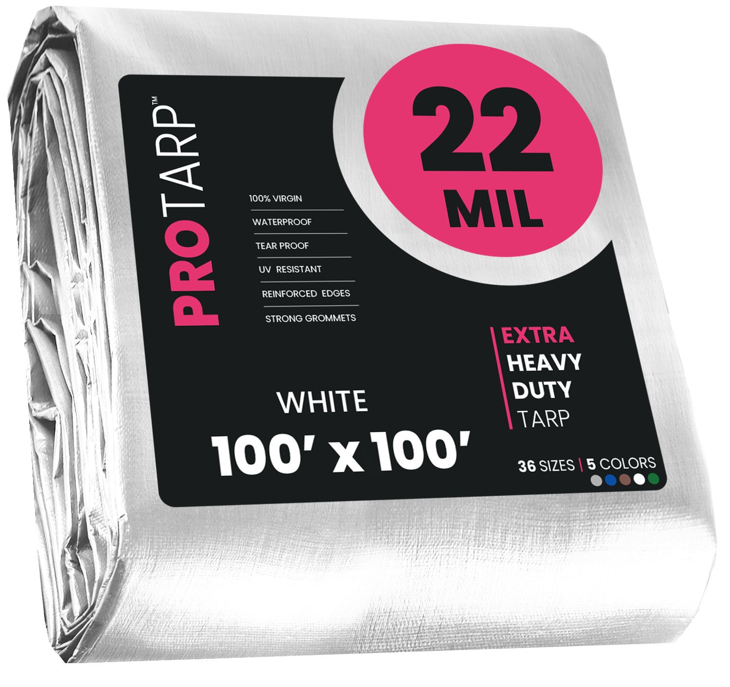 PROTARP PT-204-100X100 100-ft x 100-ft White Waterproof Commercial Polyethylene 22-mil Tarp