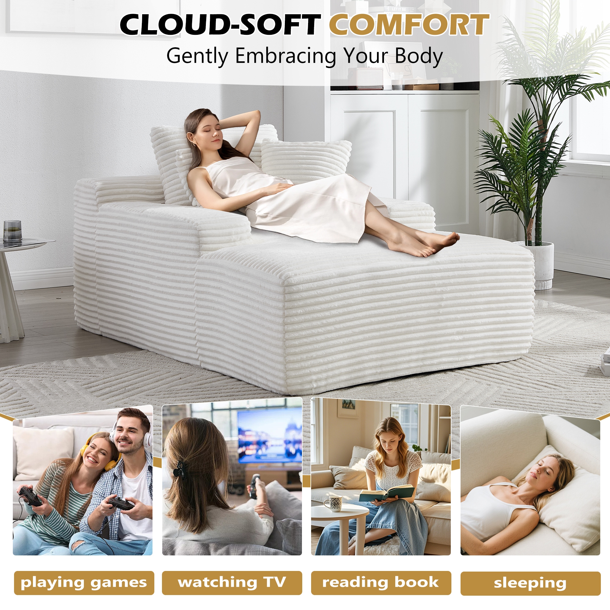 Hrinhom HC-D2041-WHITE Chaises-Settees - View #2