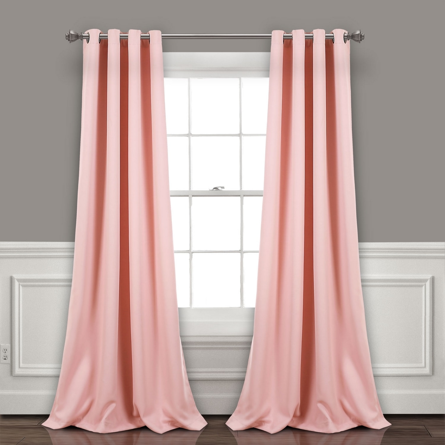 Dusty Pink Extended Blackout Grommet Drapes, 2-Piece Set