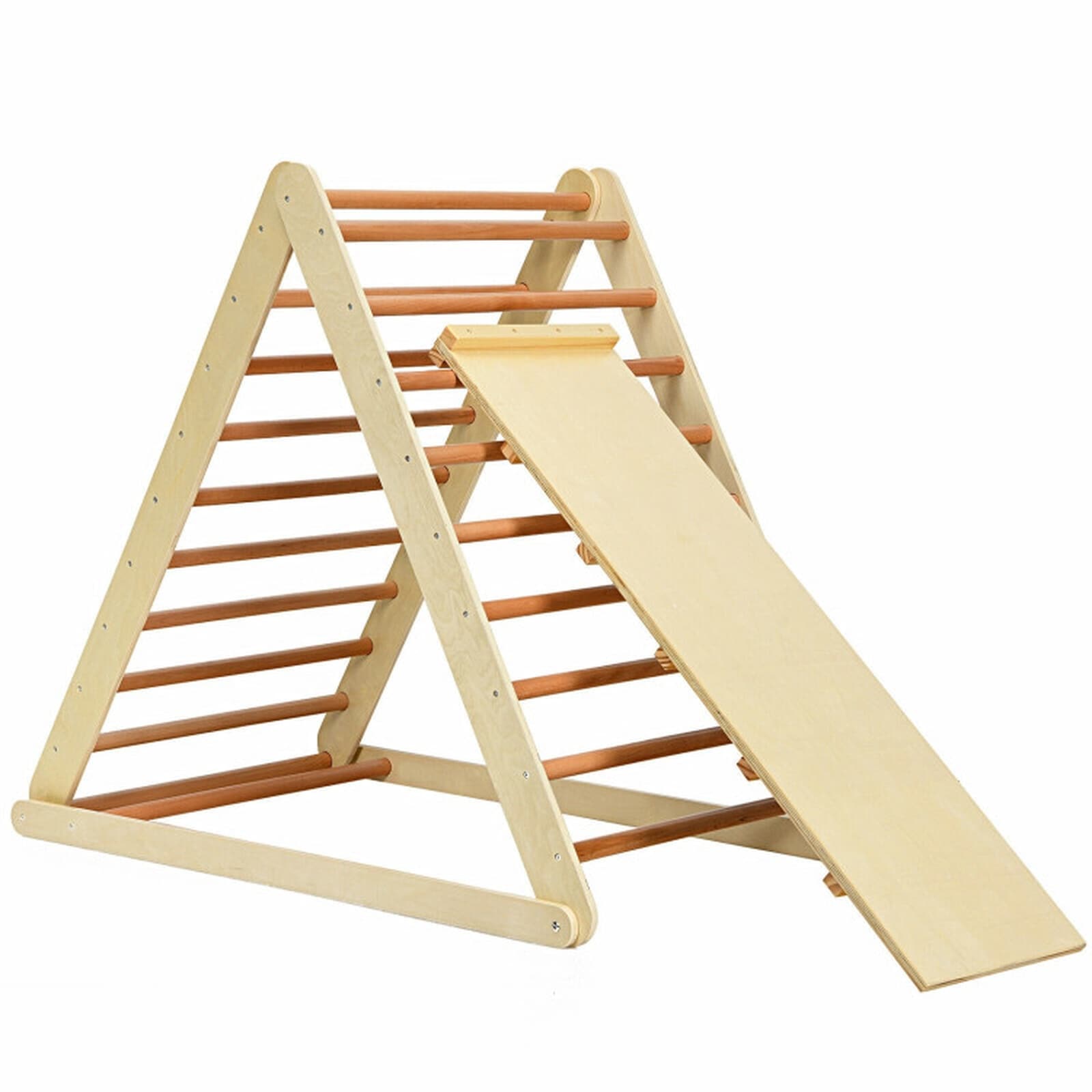 SUGIFT 48-in L x 43.5-in H Natural Wood Foldable Triangle Climber with Reversible Ramp for Kids 132-lb Capacity #LW047SUGHY123