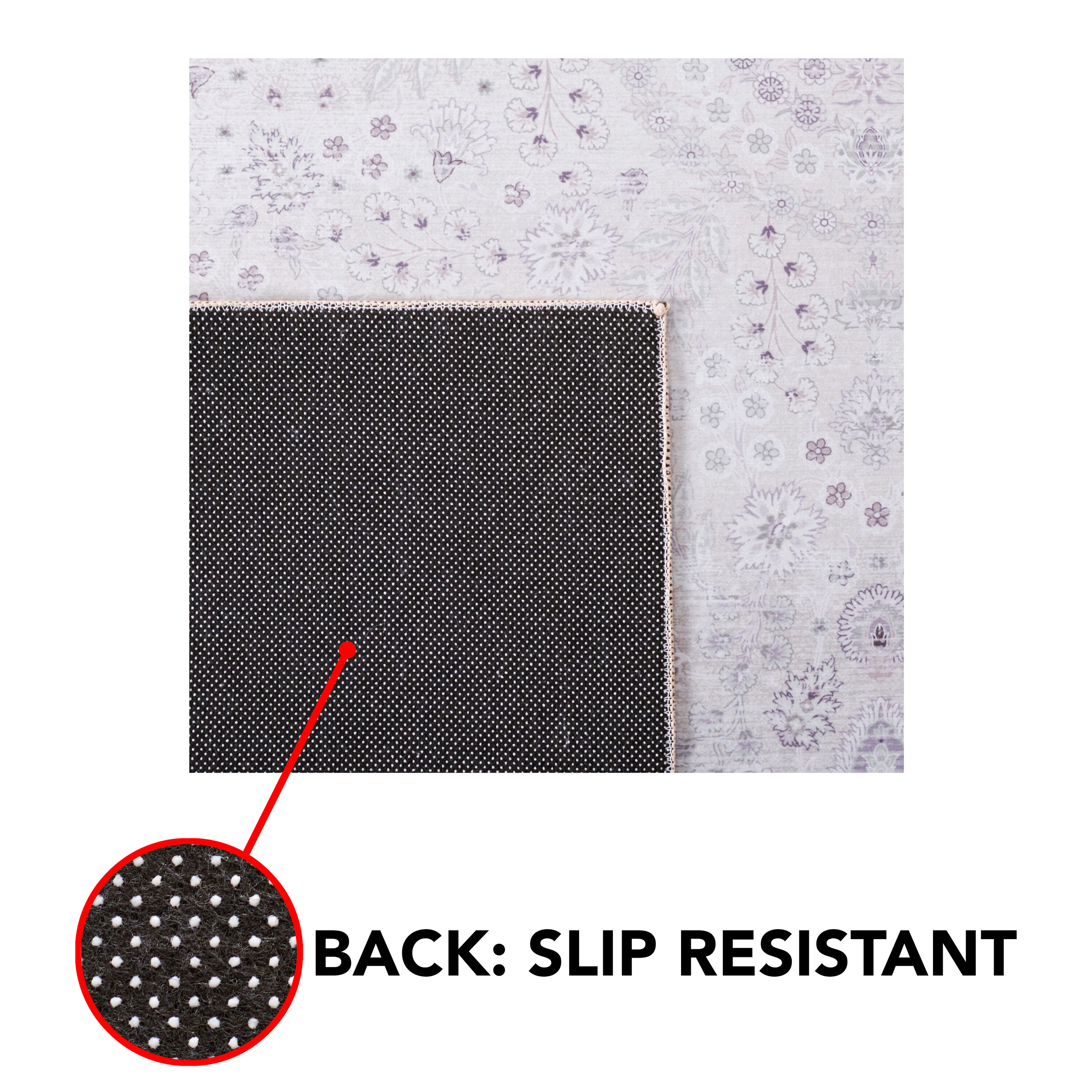 Ivory Rectangular Machine Washable Synthetic Area Rug