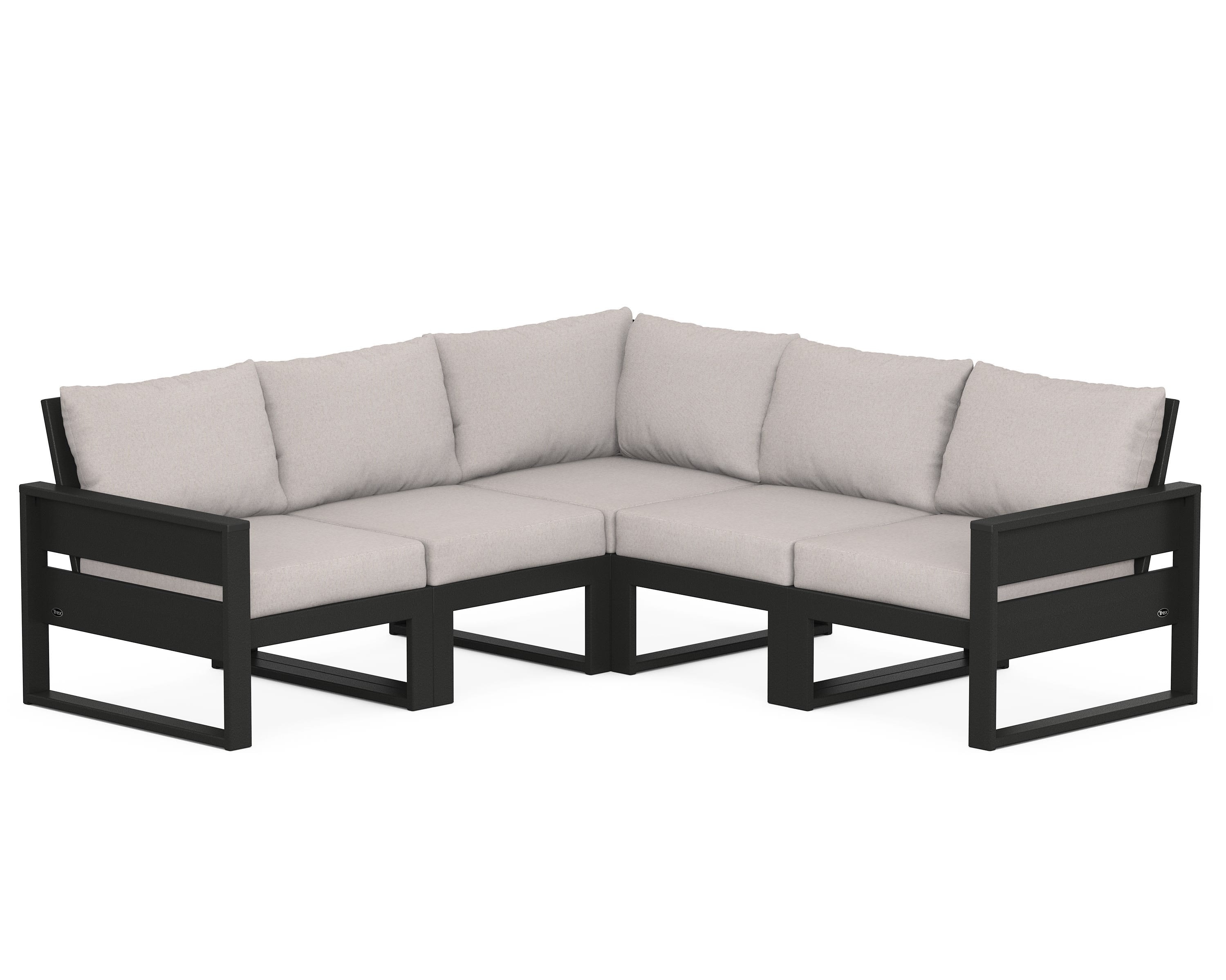 Trex Outdoor Furniture TXS784-2-CB145999 Eastport Outdoor Sectional with Tan Cushions and Plastic Frame