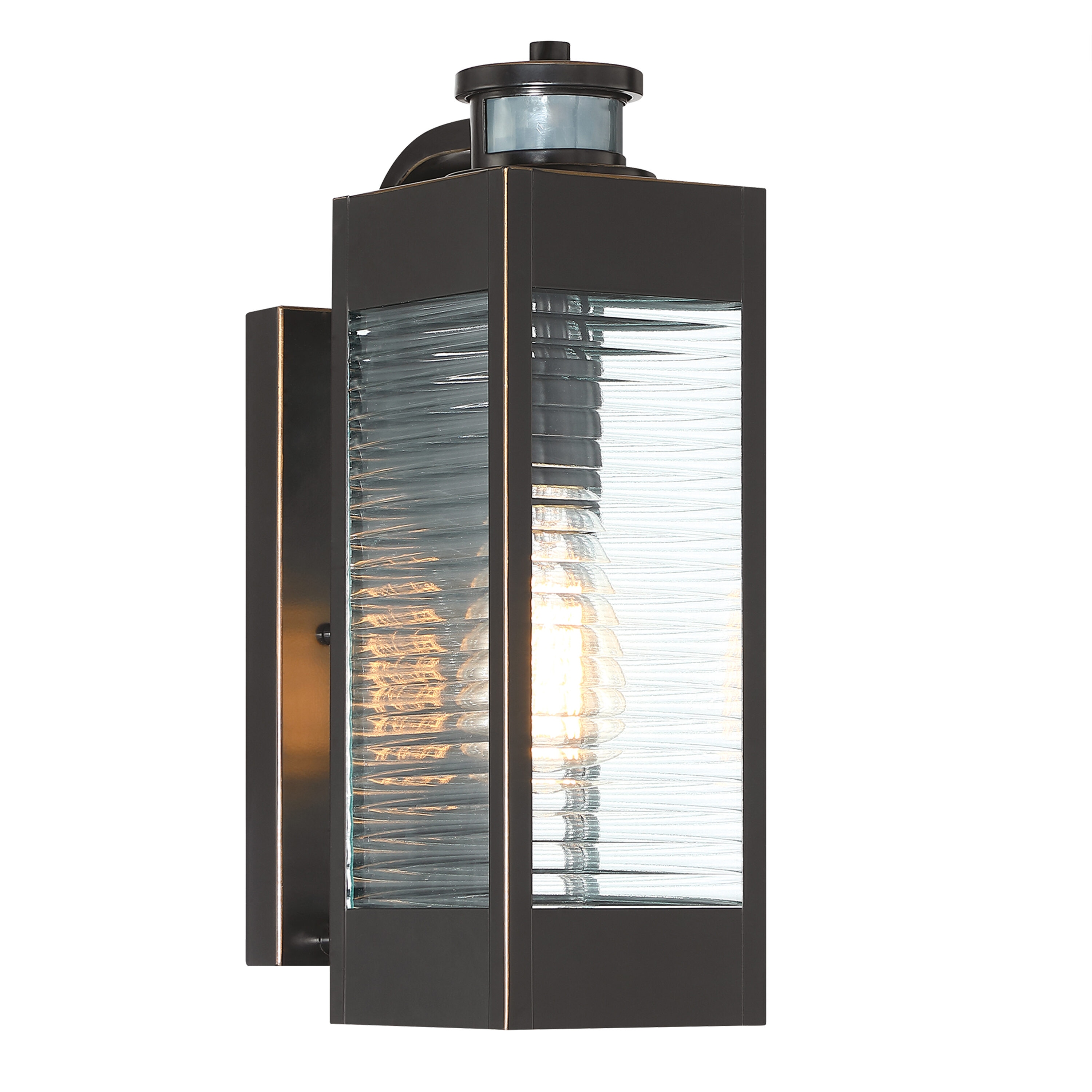C Cattleya LOI-563321-ORB 1 -Light 15-in H Oil-rubbed Bronze Hardwired Motion Sensor Dusk to Dawn Outdoor Wall Light