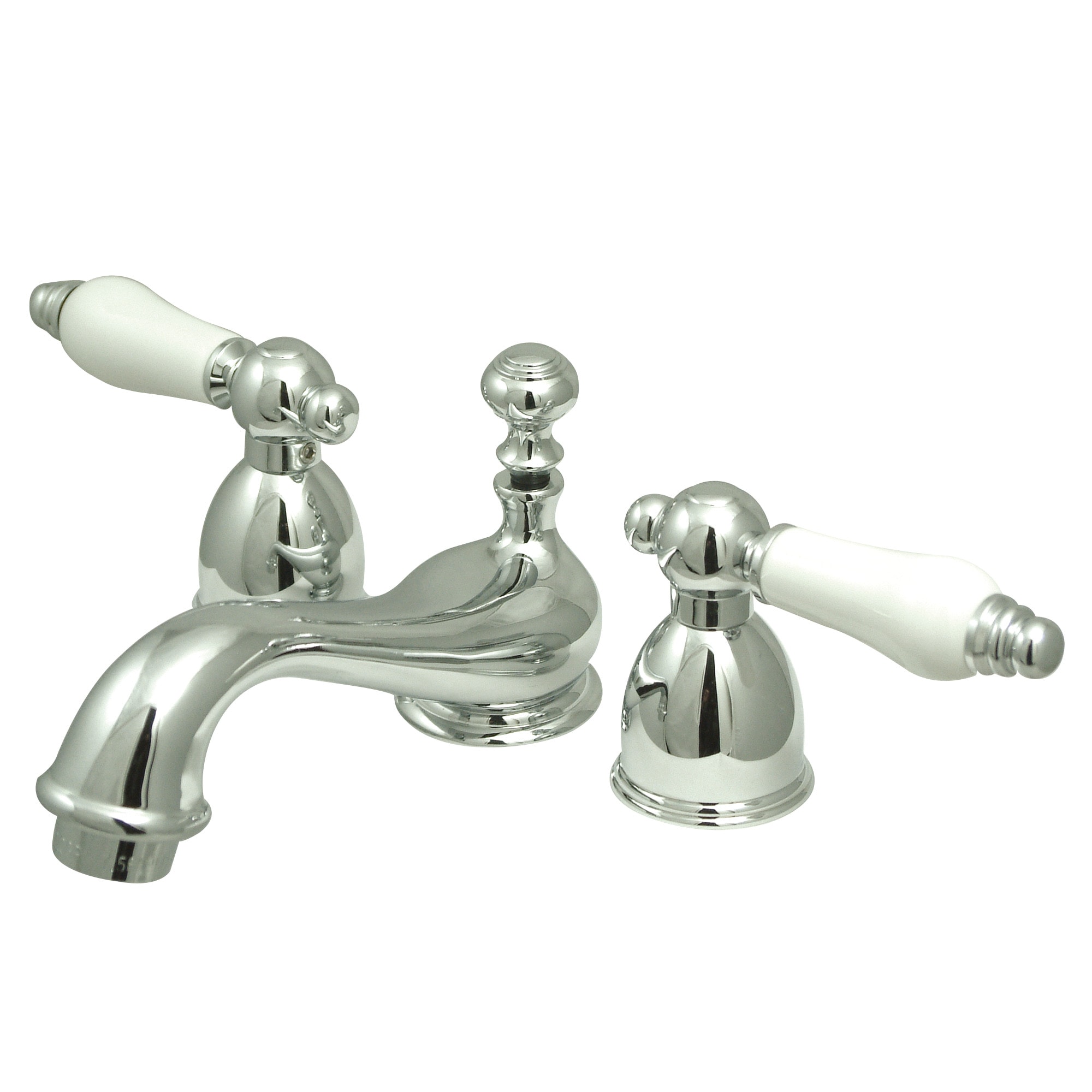 Kingston Brass WLKS3951PL Vintage Chrome 4-in centerset 2-handle Low-arc Residential Handle Bathroom Sink Faucet with Drain