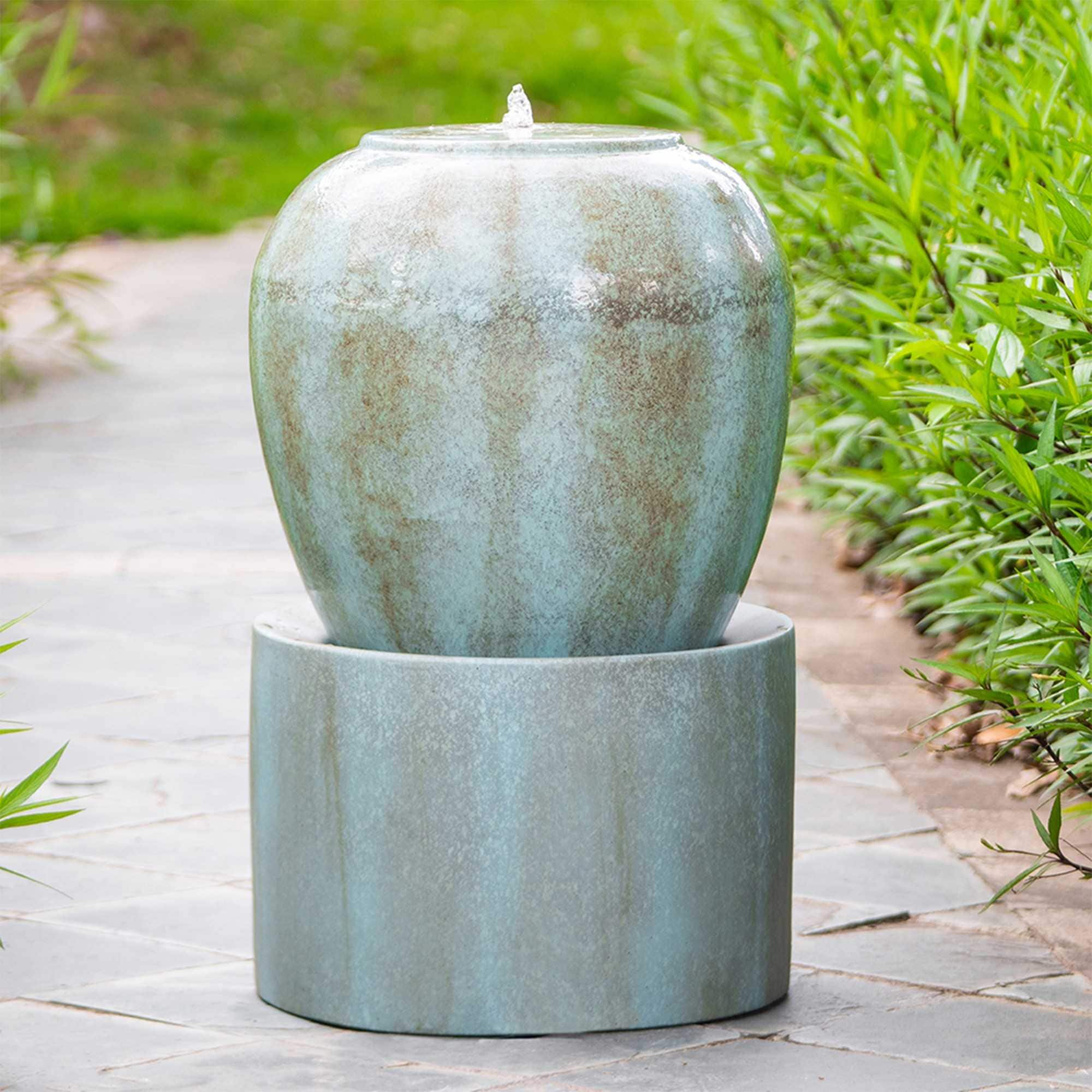 Yiekholo 32.3-in H Cement Water Outdoor Fountain Statue in the Outdoor ...