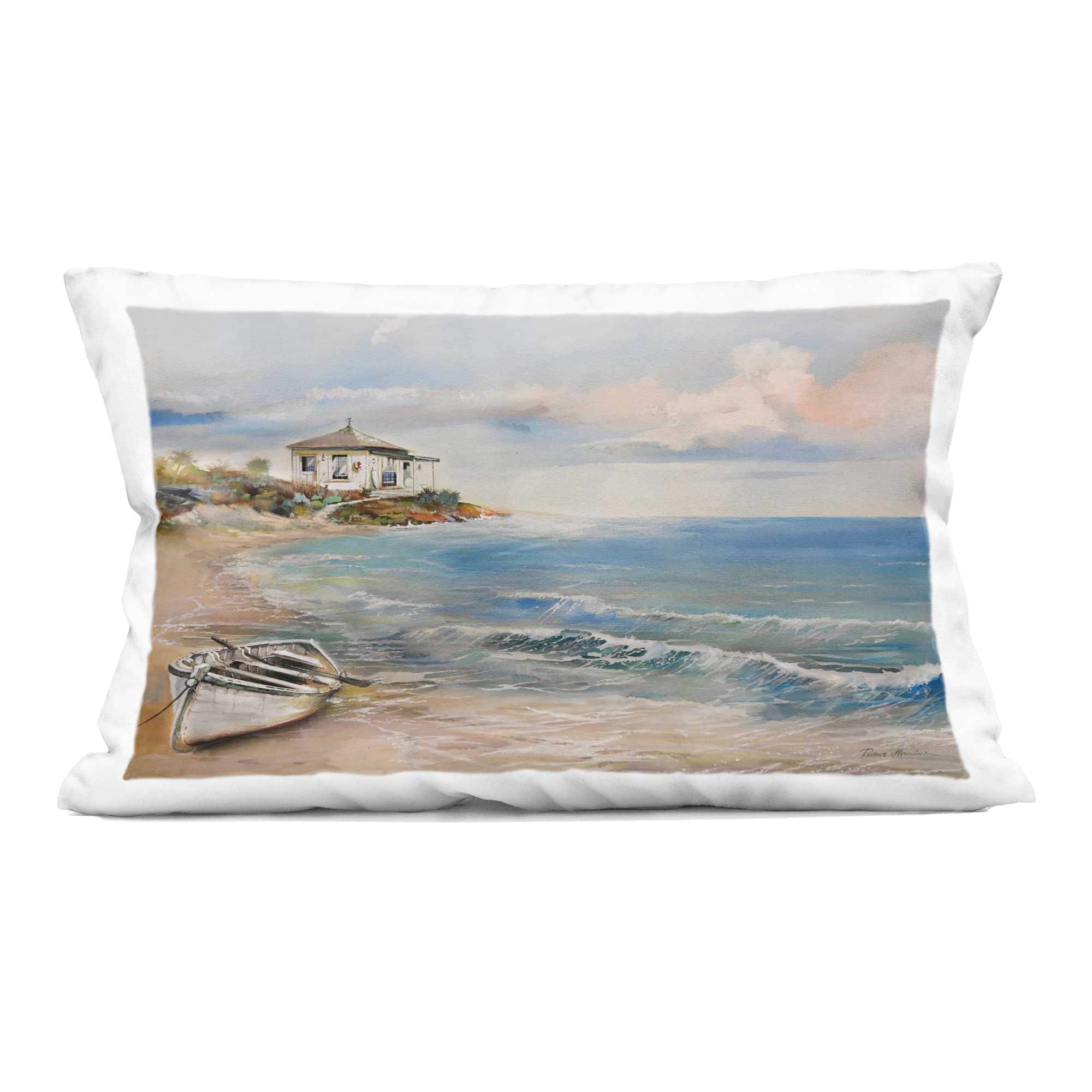 Stupell Industries PLR-068-RCW-14X20 Shoreline Rowboat Scene Decorative Printed Throw Pillow design by Ruane Manning 14 x 7 x 20