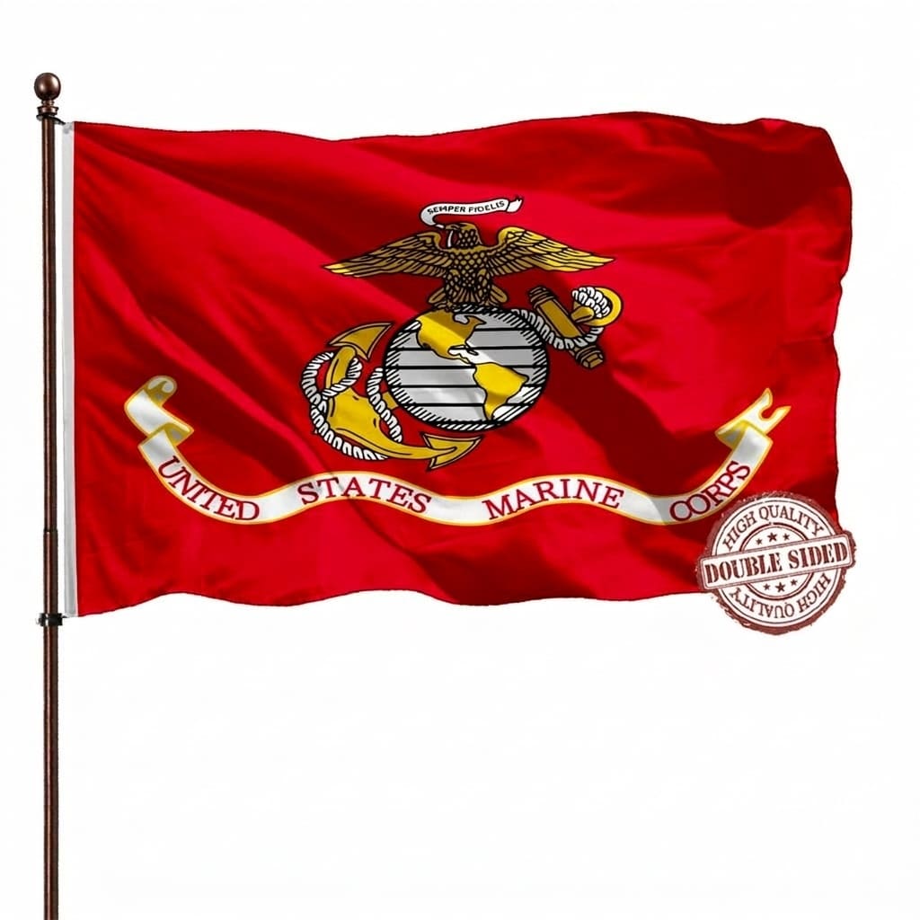 Anqtovp  Double Sided USMC Flag 3x5 ft Outdoor 240D Polyester 3 Ply UV Fade Resistant 4 Row Stitched Canvas Header 2 Grommets 1 Piece