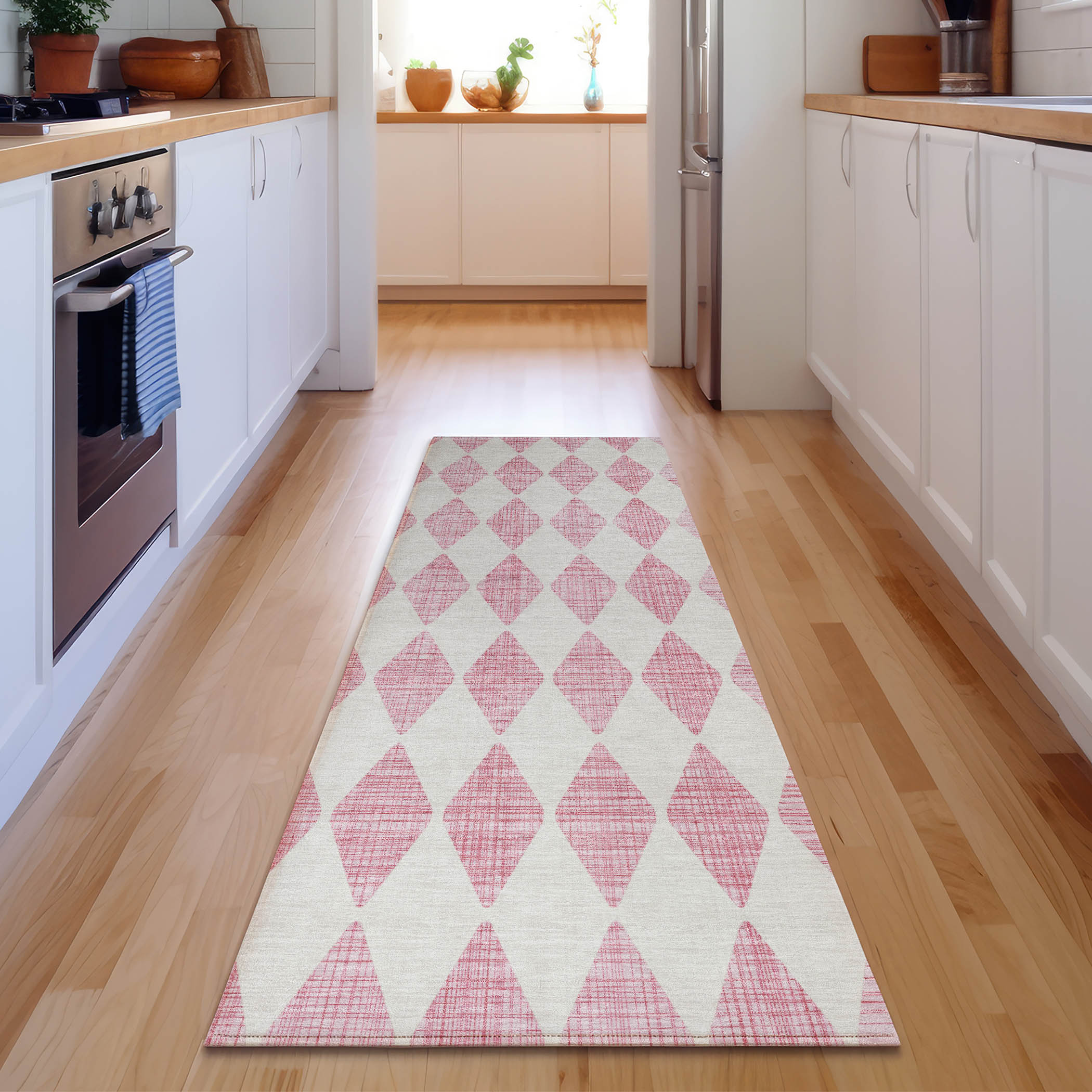 Addison Rugs AMF578PI2X8 Mayfield AMF578PI 2 x 7 (ft) Loomed Polyester Pink Rectangular Indoor Geometric Machine washable Area rug