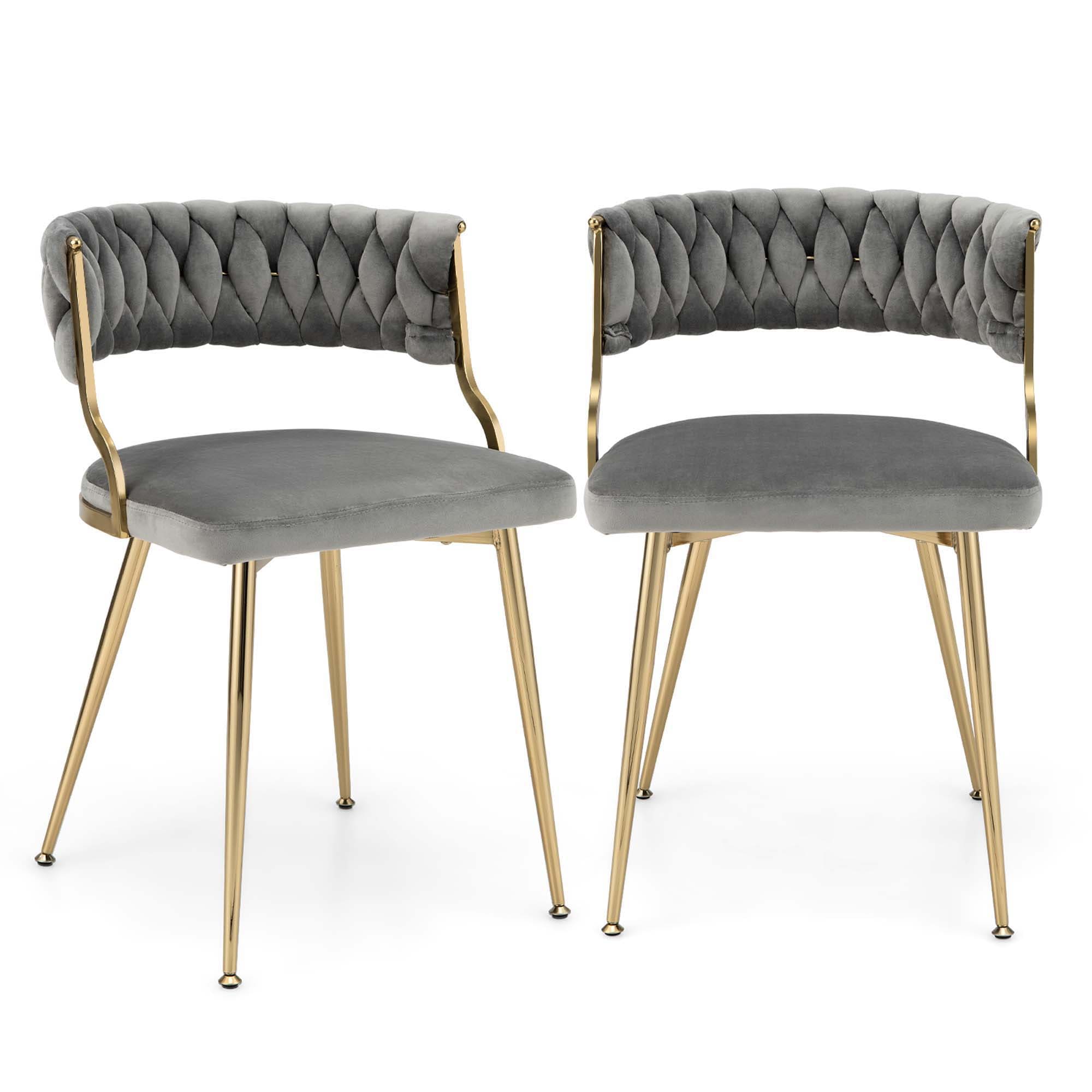 Goplus LWS00426 Set of 2 Contemporary/Modern Velvet Upholstered Dining Side Chair (Metal Frame)