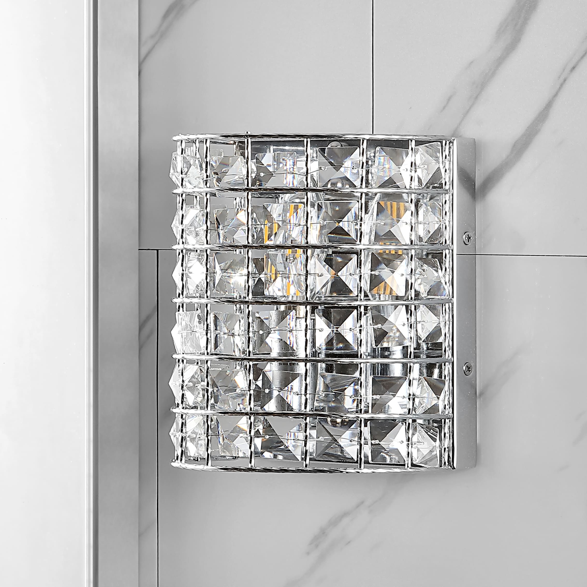 Clara Deco 6.25" Chrome Crystal Glam LED Vanity Light