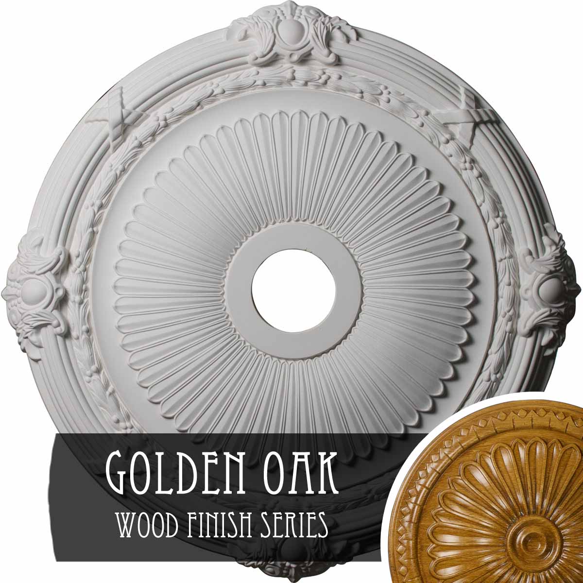 Ekena Millwork CM27HEGOS Heaton 27.5-in W x 27.5-in L Golden Oak Polyurethane Ceiling Medallion