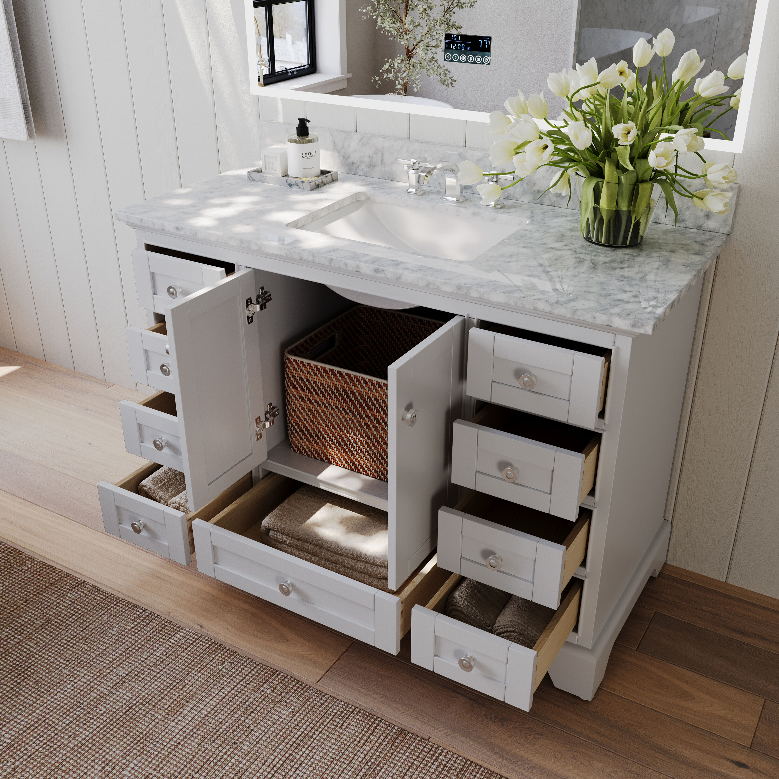 Audrey 48'' White Marble Top Single Sink Vanity