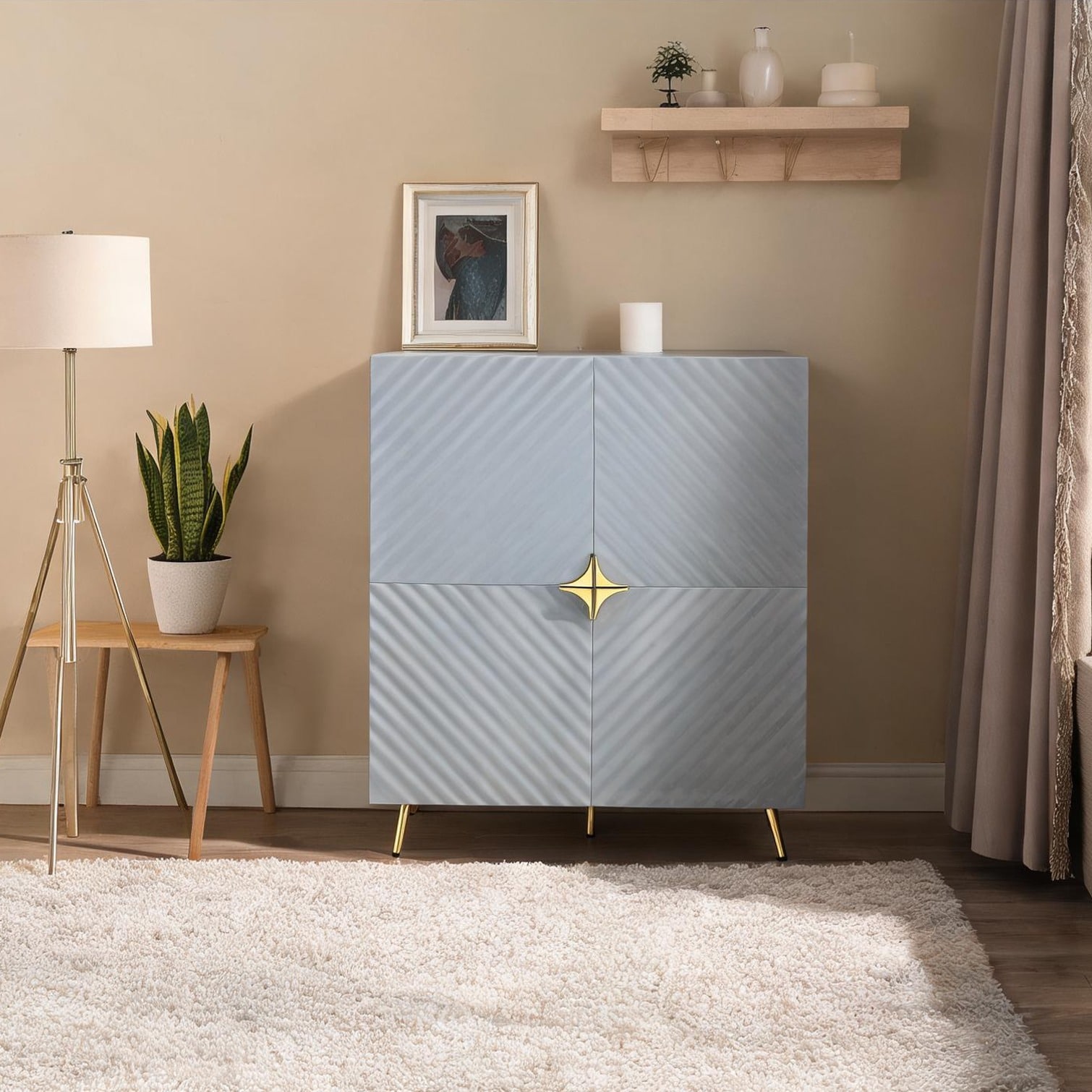 Naturefalls Gray-Toned Accent Cabinet Synthetic Wood 43-Inch Wide Four ...