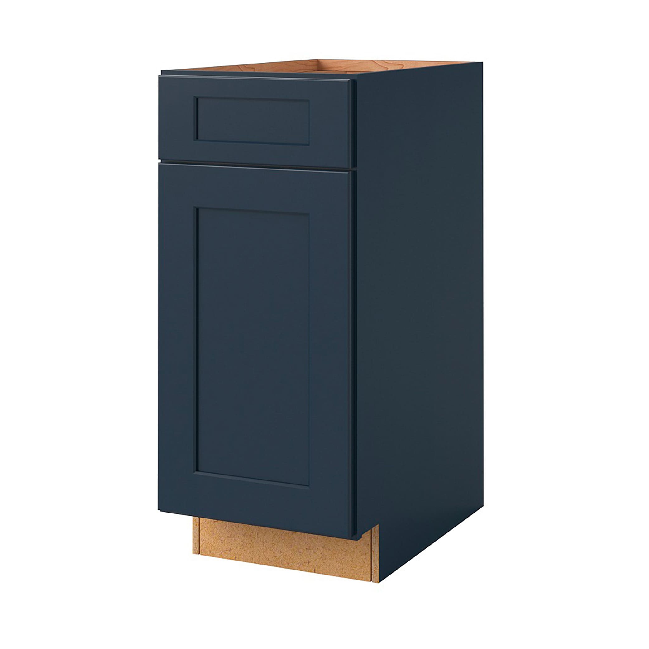 Allen + Roth Port 15-in W x 34.5-in H x 24-in D Navy Door and Drawer Base Fully Assembled Cabinet (Flat Panel Shaker Door Style) in Blue | 20152NV