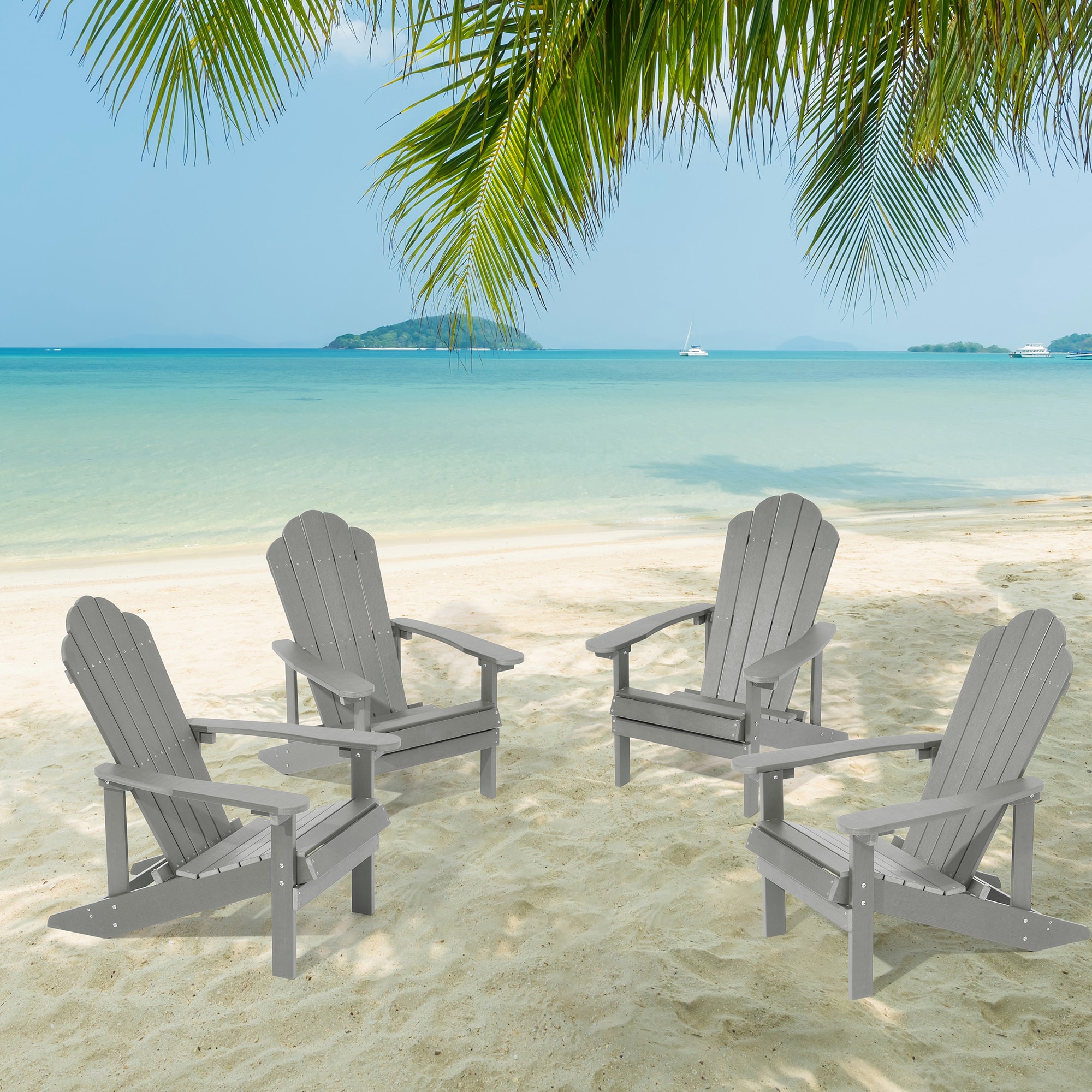 ACEGOSES Adirondack Chair Set Of 4 Light Gray Hdpe Frame Stationary   61668808 