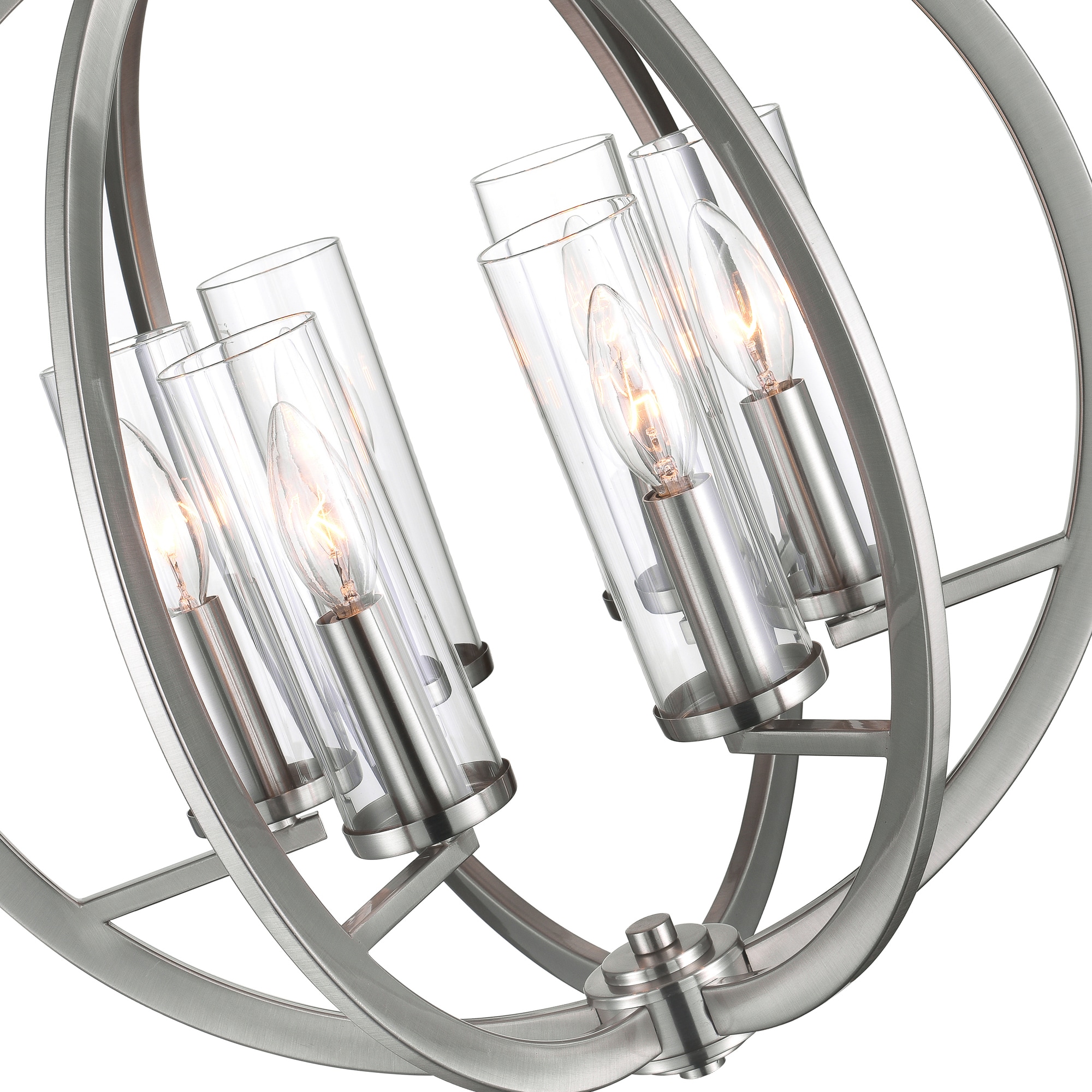Elton Satin Nickel 19" Mini Orbital Chandelier with Crystal Accents