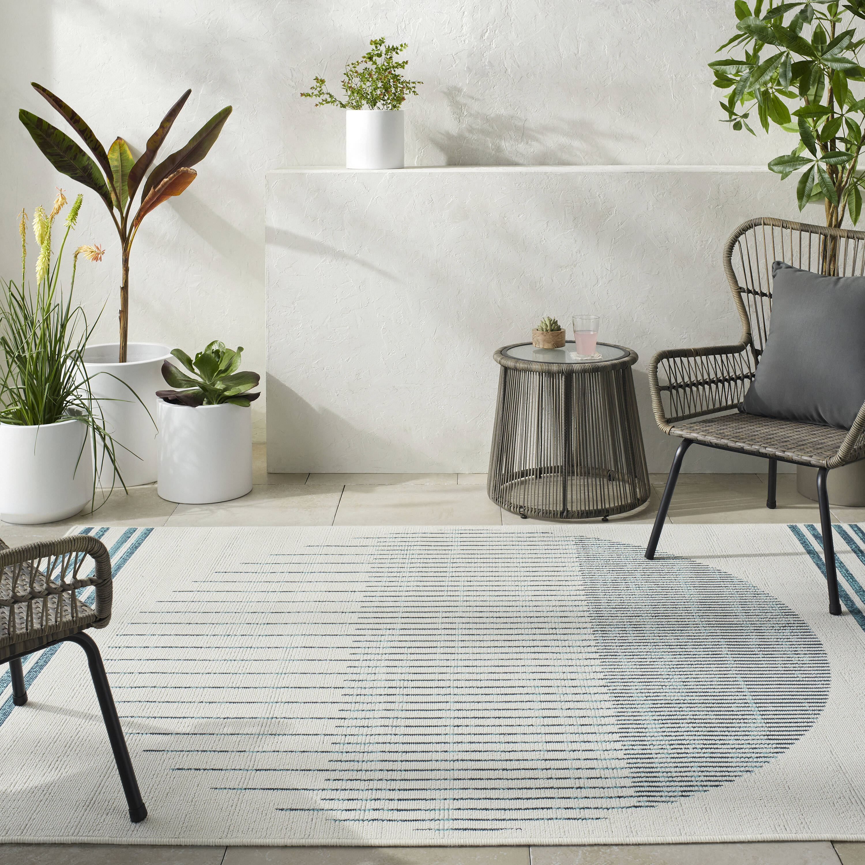 Livabliss ALF9692-2545 Alfresco 3 x 5 (ft) Loomed Polypropylene Denim Rectangular Indoor/Outdoor Geometric Bohemian/Eclectic Area rug