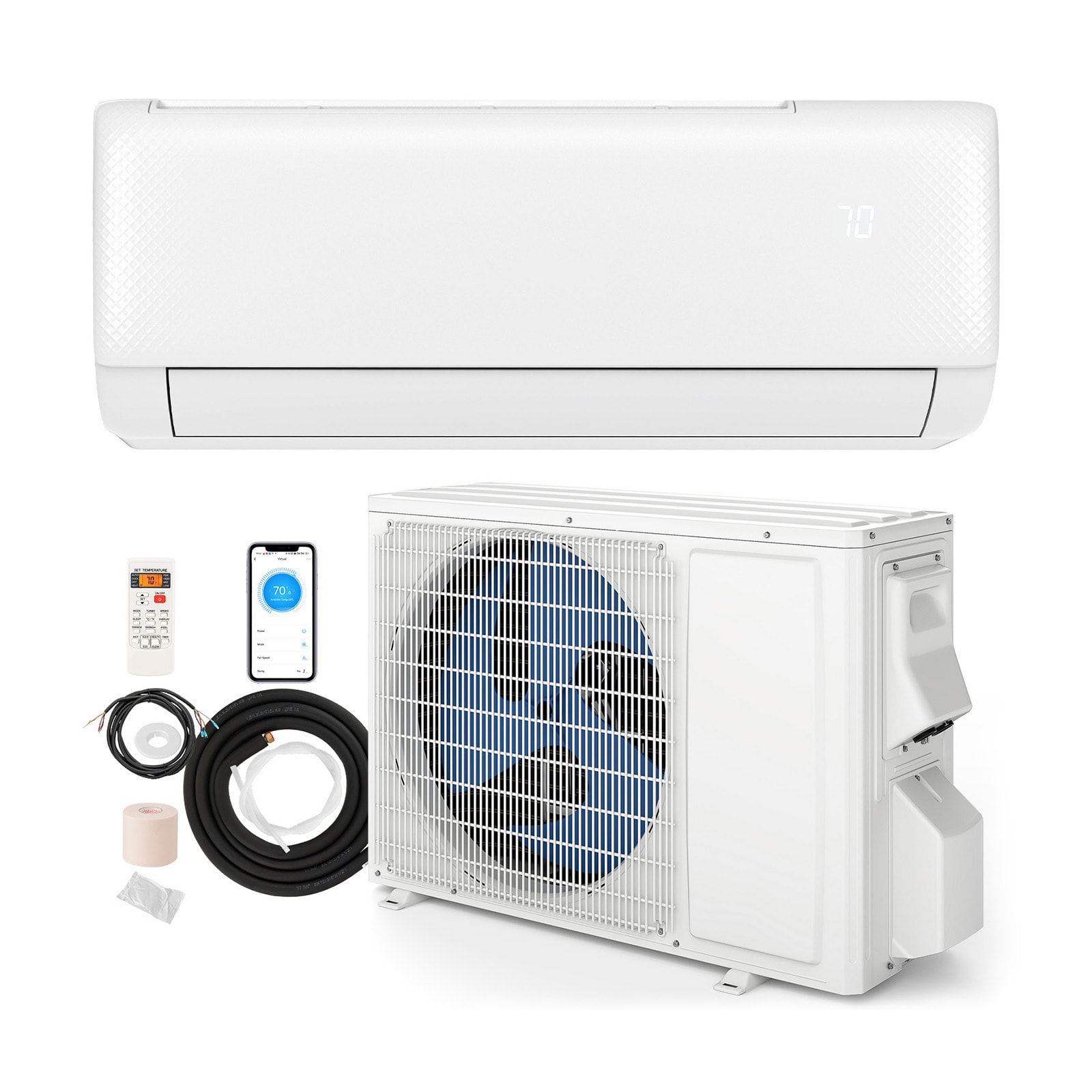 GIVIMO 20.5 SEER2 9100 BTU 115V Mini Split Air Conditioner with 1-Ton Heat Pump WiFi Control Covers 450 sq ft #LW108GIVHY008