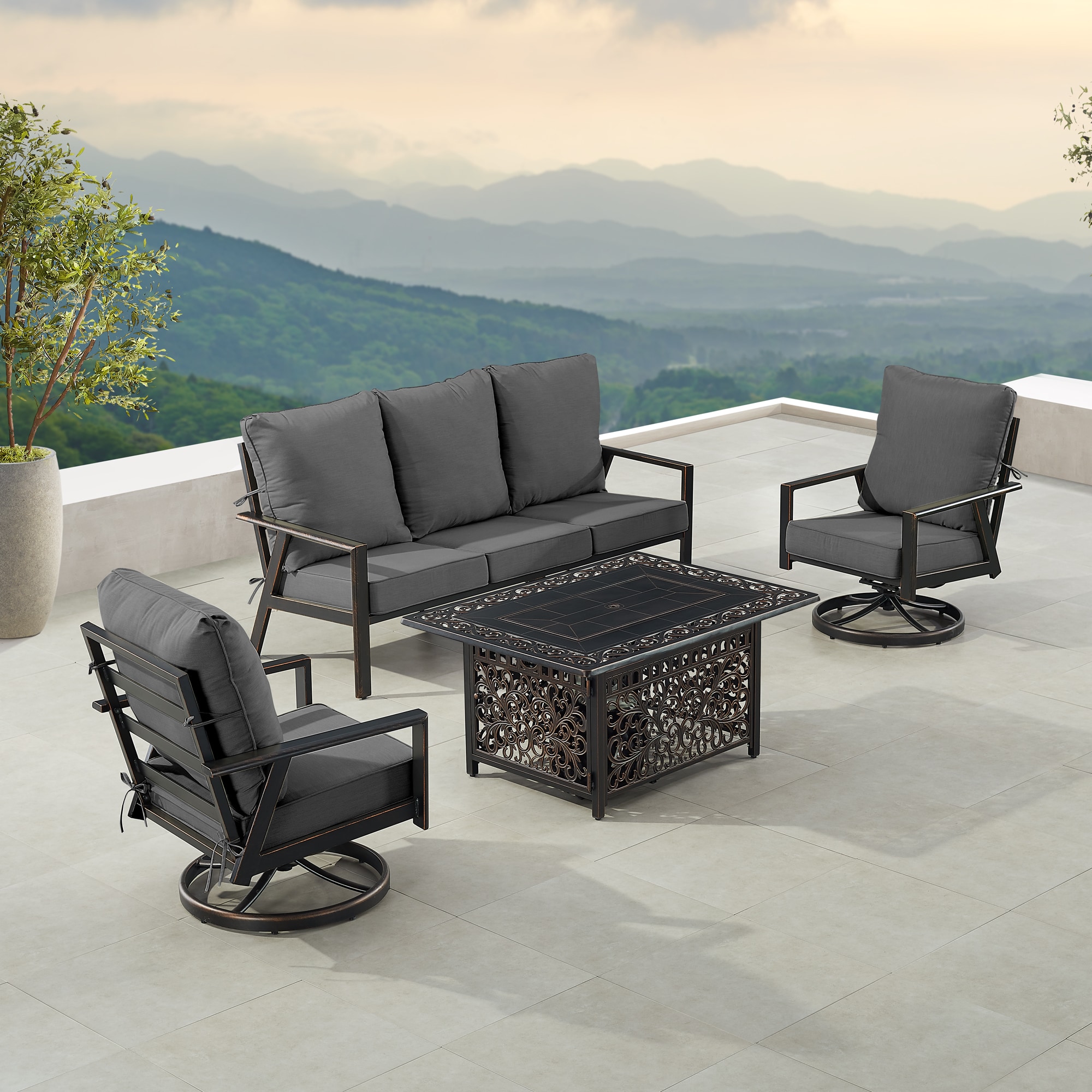 Oakland Living LUX1SF2CHCABOSBKCUA Patio-Conversation-Sets - View #3
