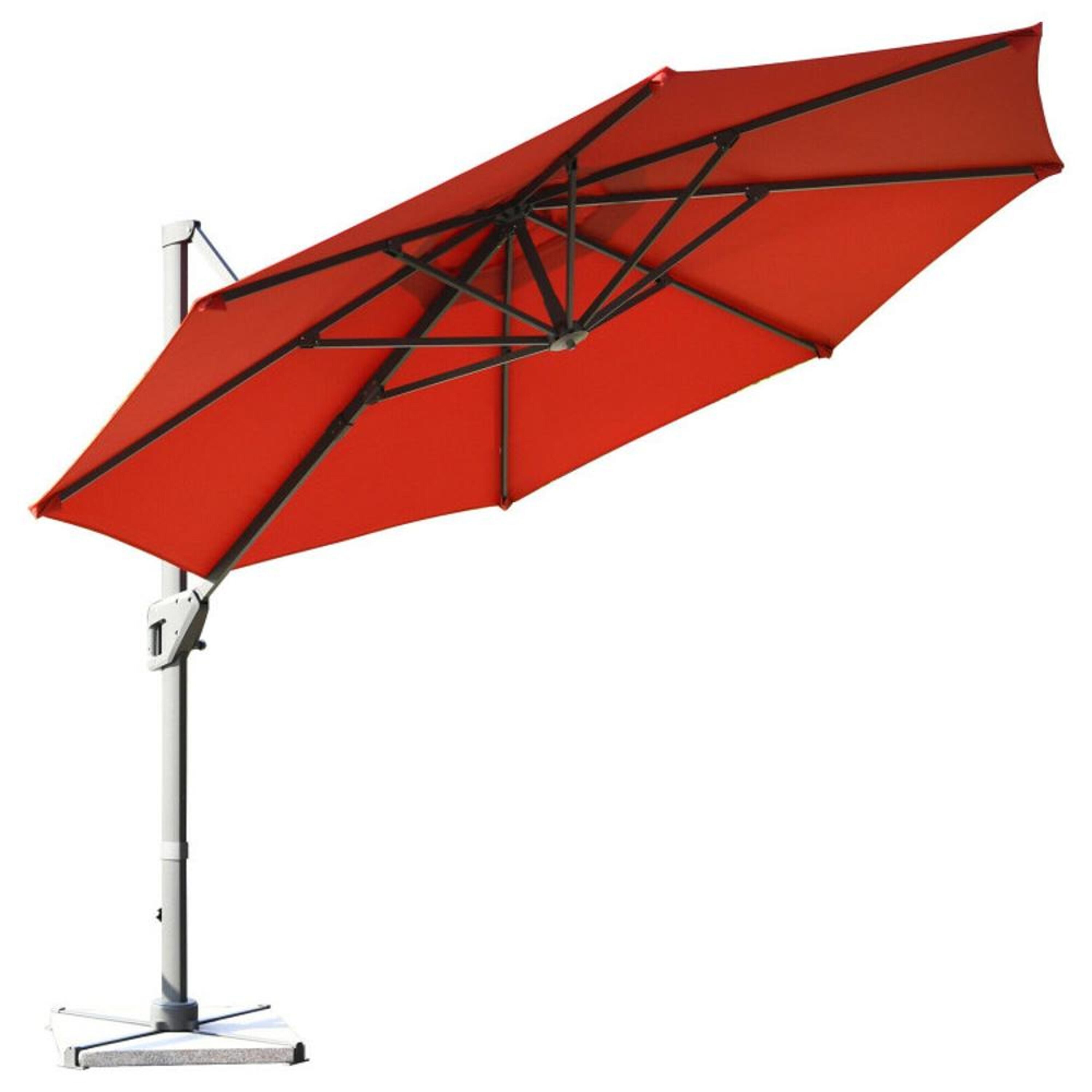 Clihome CL-OR10190 11-ft Aluminum Orange Crank Cantilever Patio Umbrella