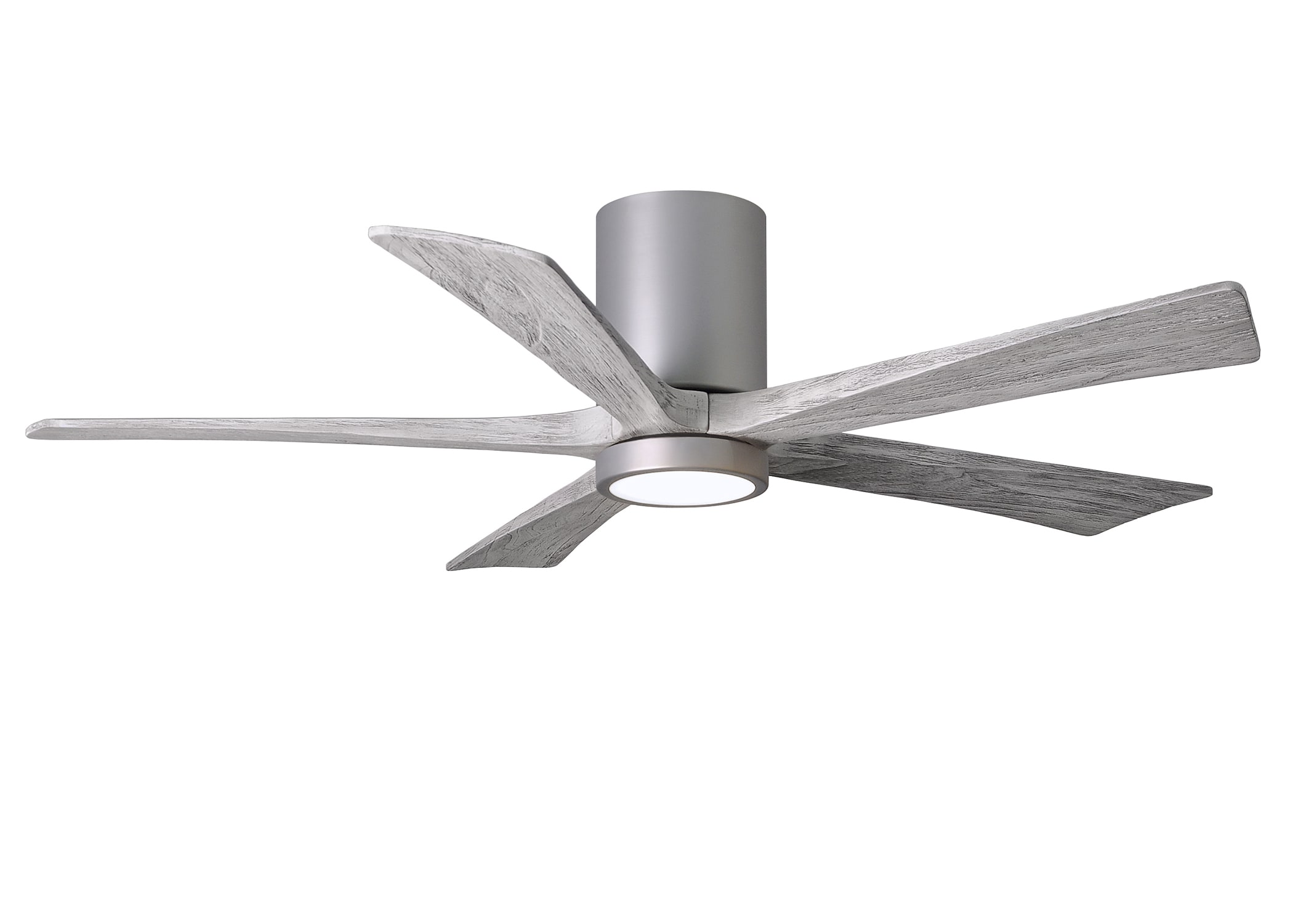 Matthews Fan Company Irene-HLK 52-in Brushed Nickel with Barn Wood Tone Blades Integrated LED Indoor/Outdoor Flush Mount Ceiling Fan with Light and -  IR5HLK-BN-BW-52