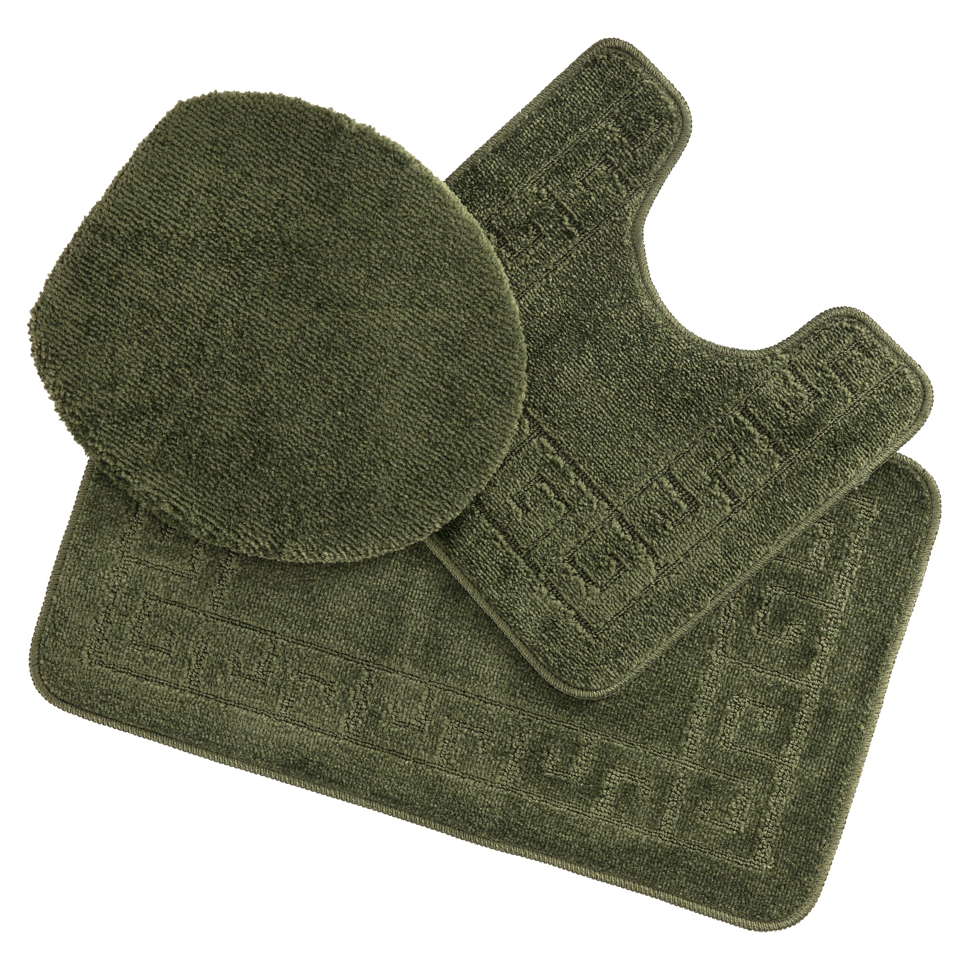 Ottomanson CATHY4005-3PCS Cathy 18-in x 30-in Green Polypropylene Bath mat set