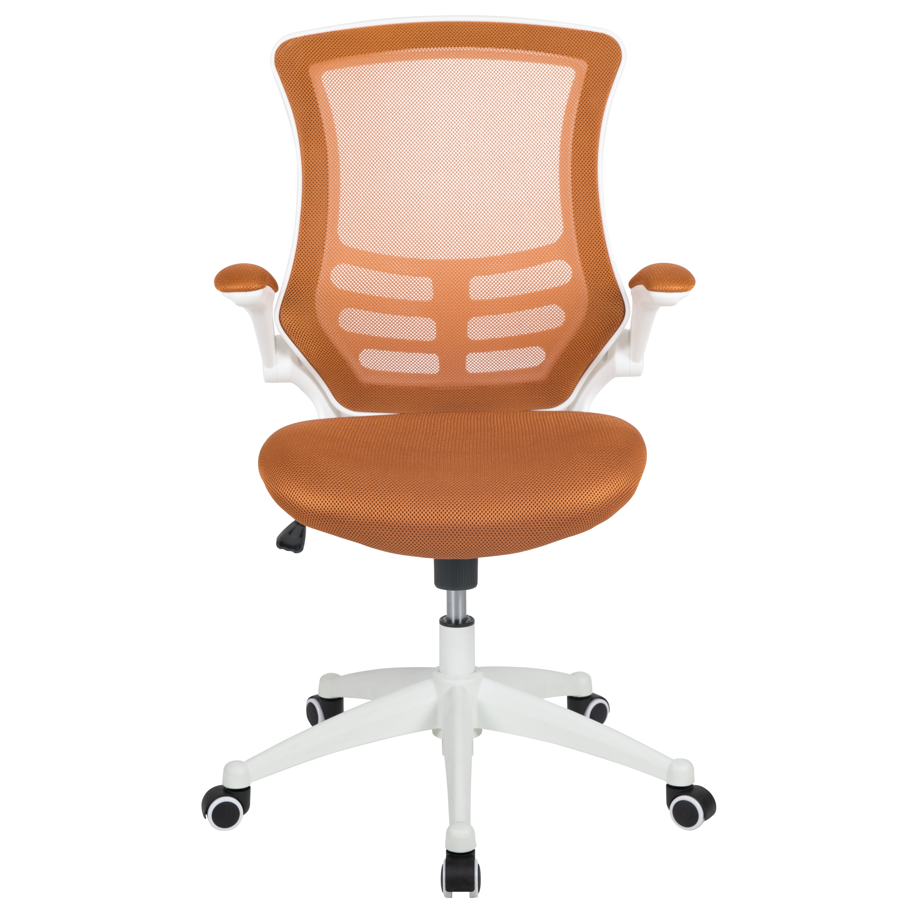 Adjustable Tan Mesh & White Leather Mid-Back Office Chair