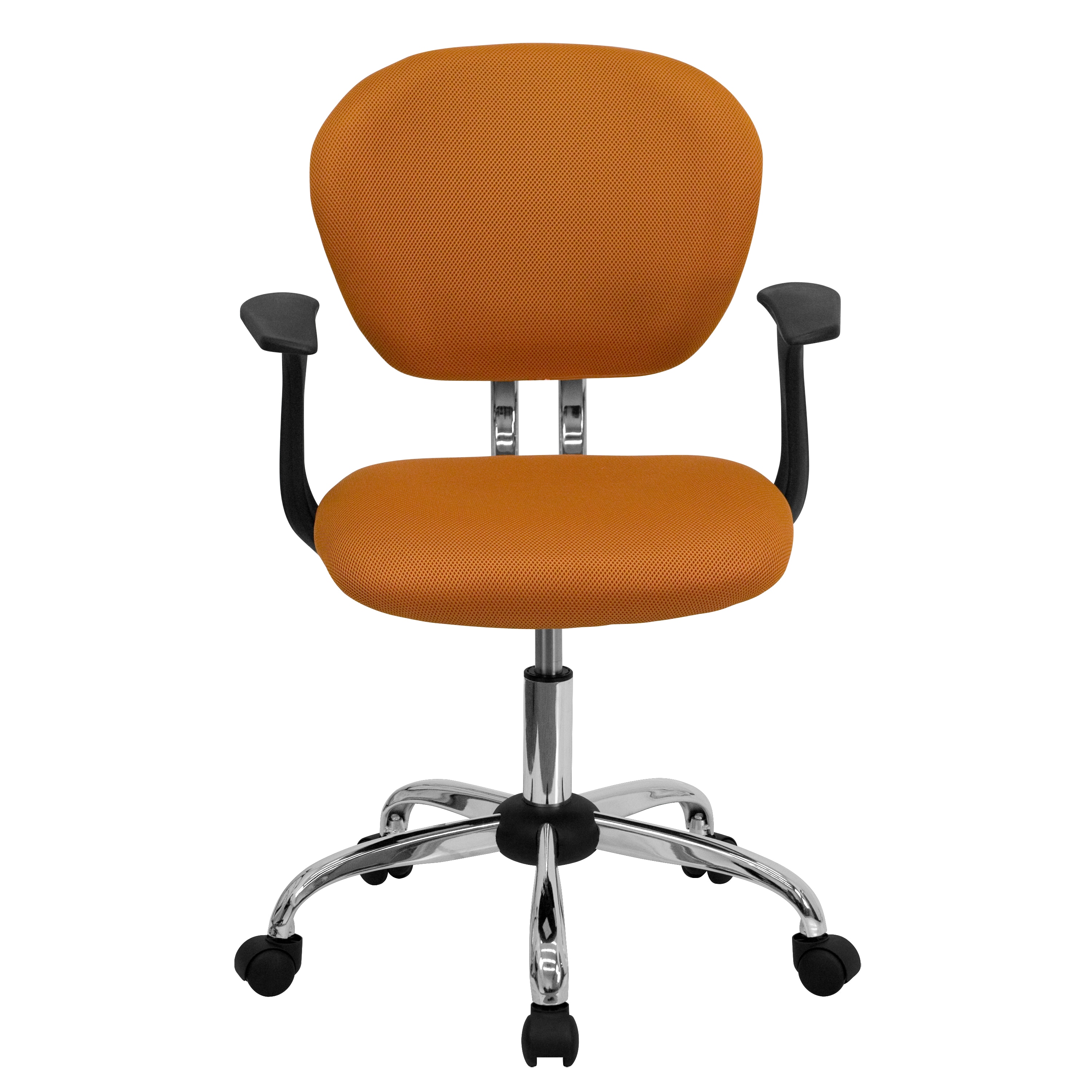 Mid-Back Orange Mesh Swivel Task Chair with Chrome Base