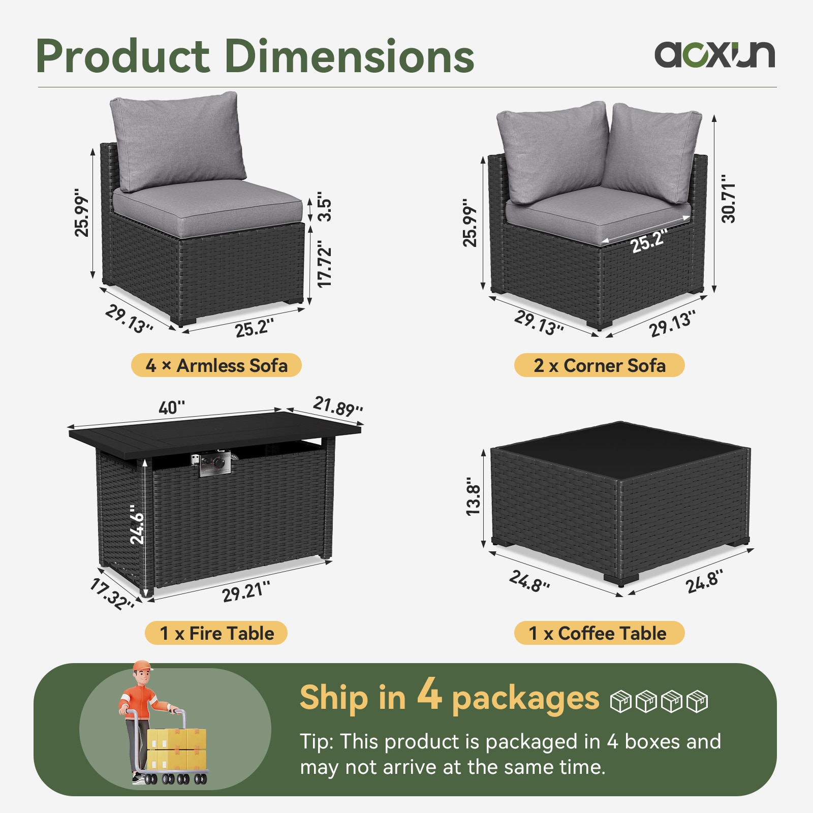 AOXUN PA-120BK05 Patio-Conversation-Sets - View #4