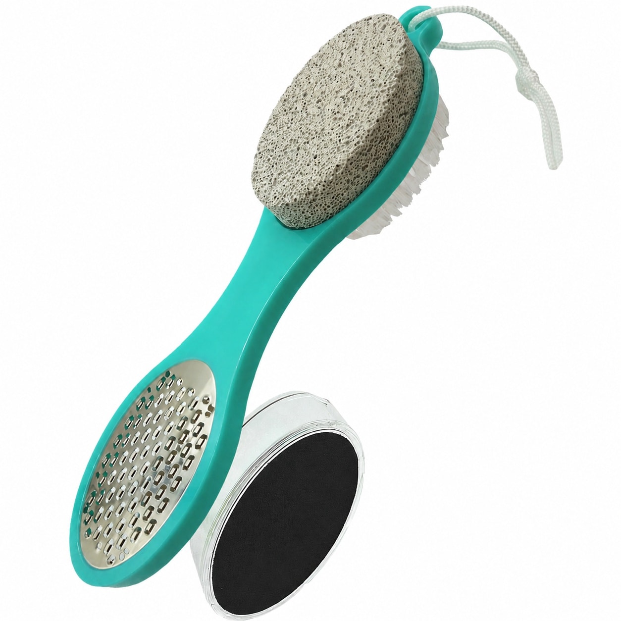 Ahfiwaso LS Brand 5 in 1 Foot File Callus Remover Kit with Stainless Steel Rasp Pumice Stone Scrubber Brush Sand Paper and Debris Catcher for Home