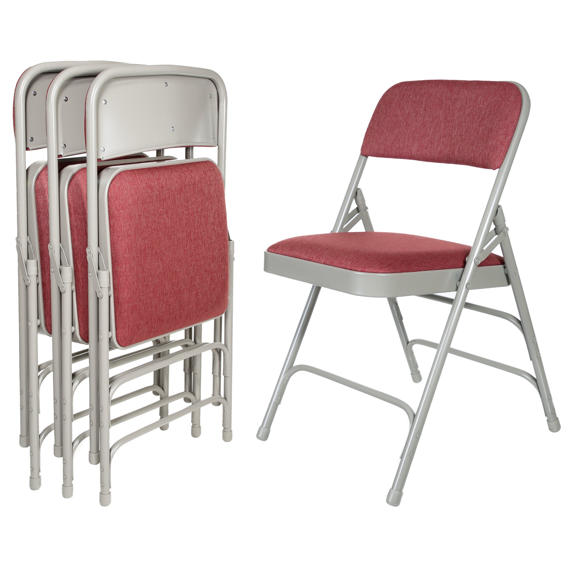 Hampden Furnishings 4-Pack Burgundy/Grey Standard Folding Chair with ...