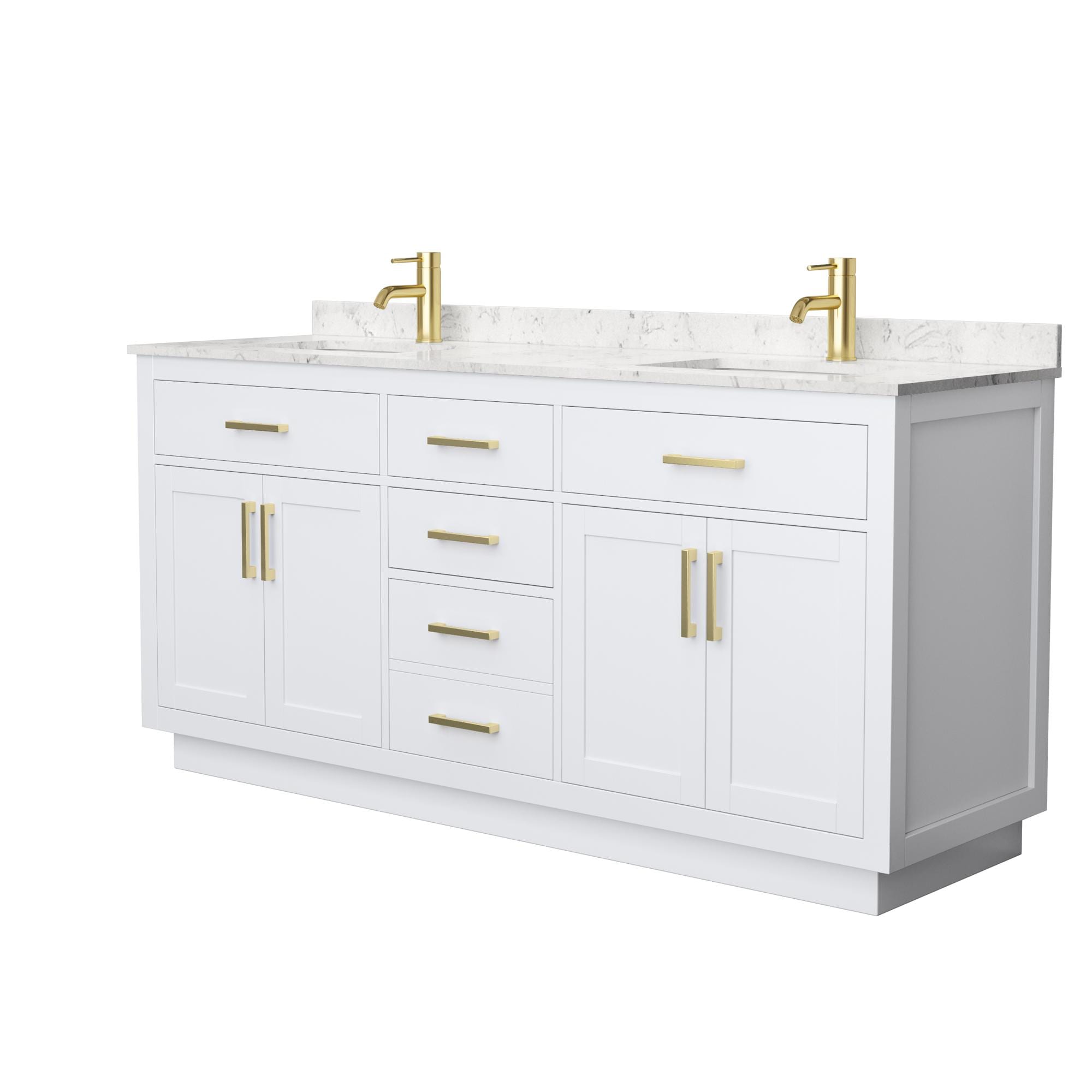Wyndham Collection WCG262672DWGCCUNSMXX Beckett TK 72-in White Undermount Double Sink Bathroom Vanity with Carrara Cultured Marble Top