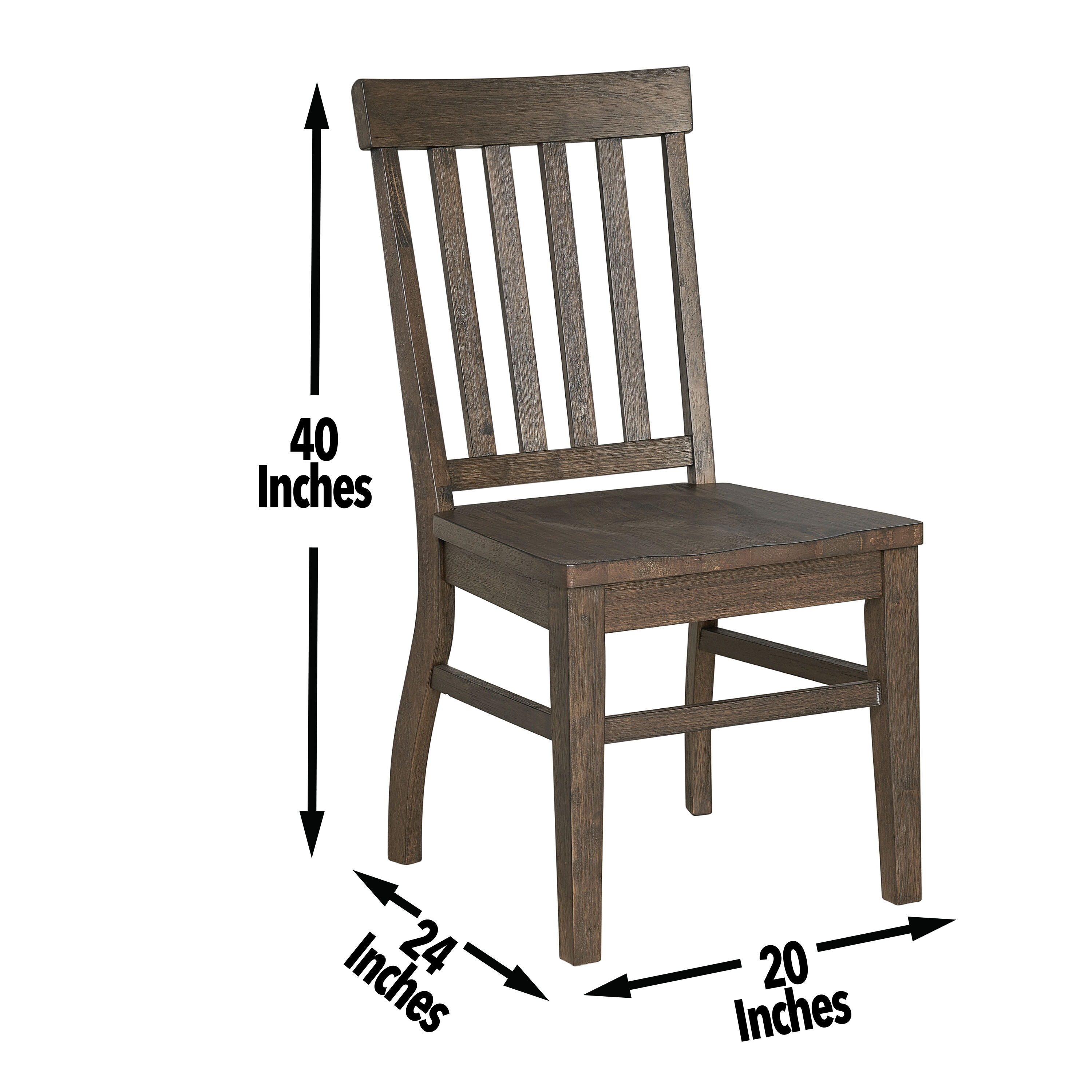Set of 2 Dark Oak High Slat Back Side Chairs