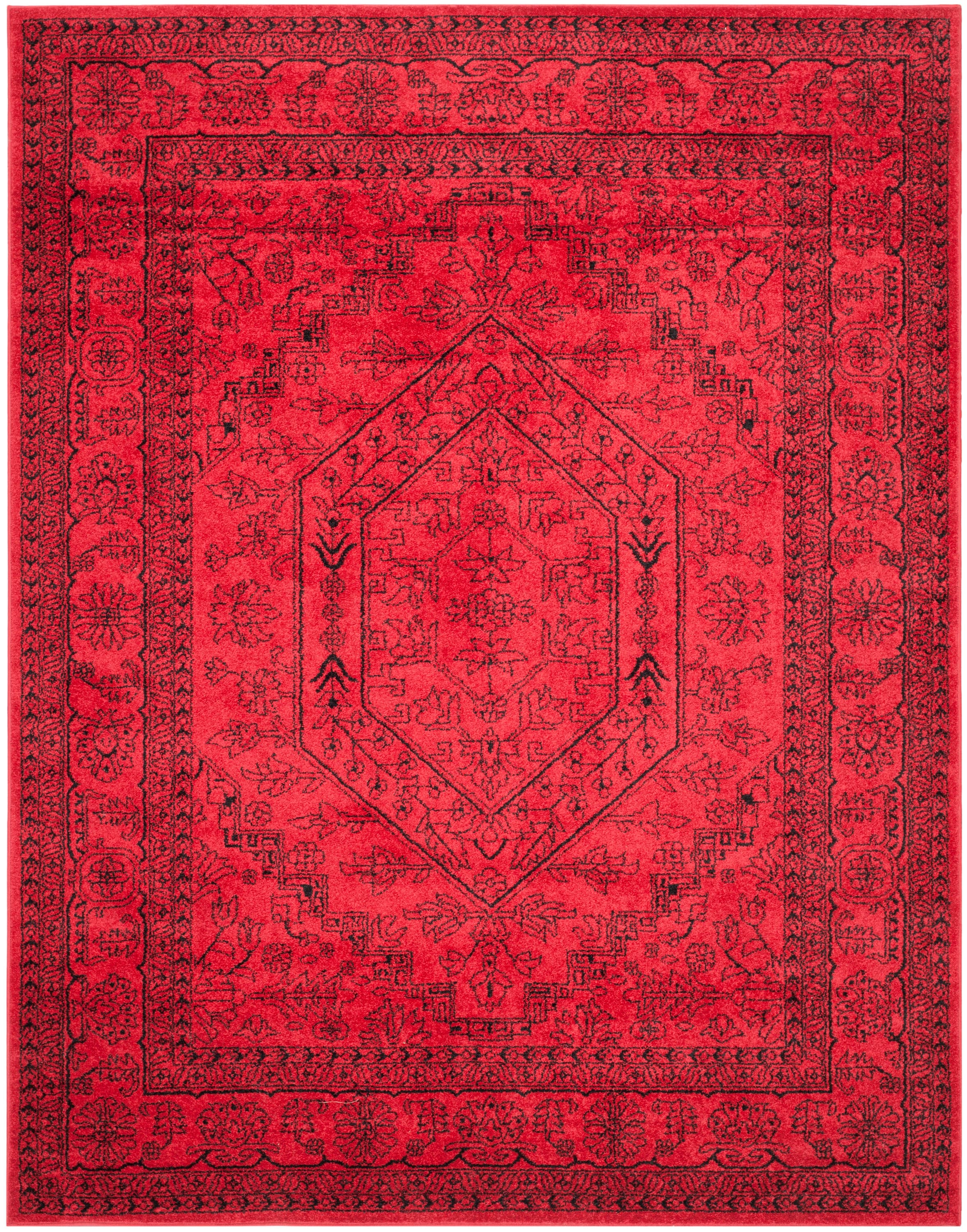 Safavieh ADR108F-6 Adirondack Herati 6 x 9 (ft) Loomed Polypropylene Red/Black Rectangular Indoor Distressed/Overdyed Lodge Area rug