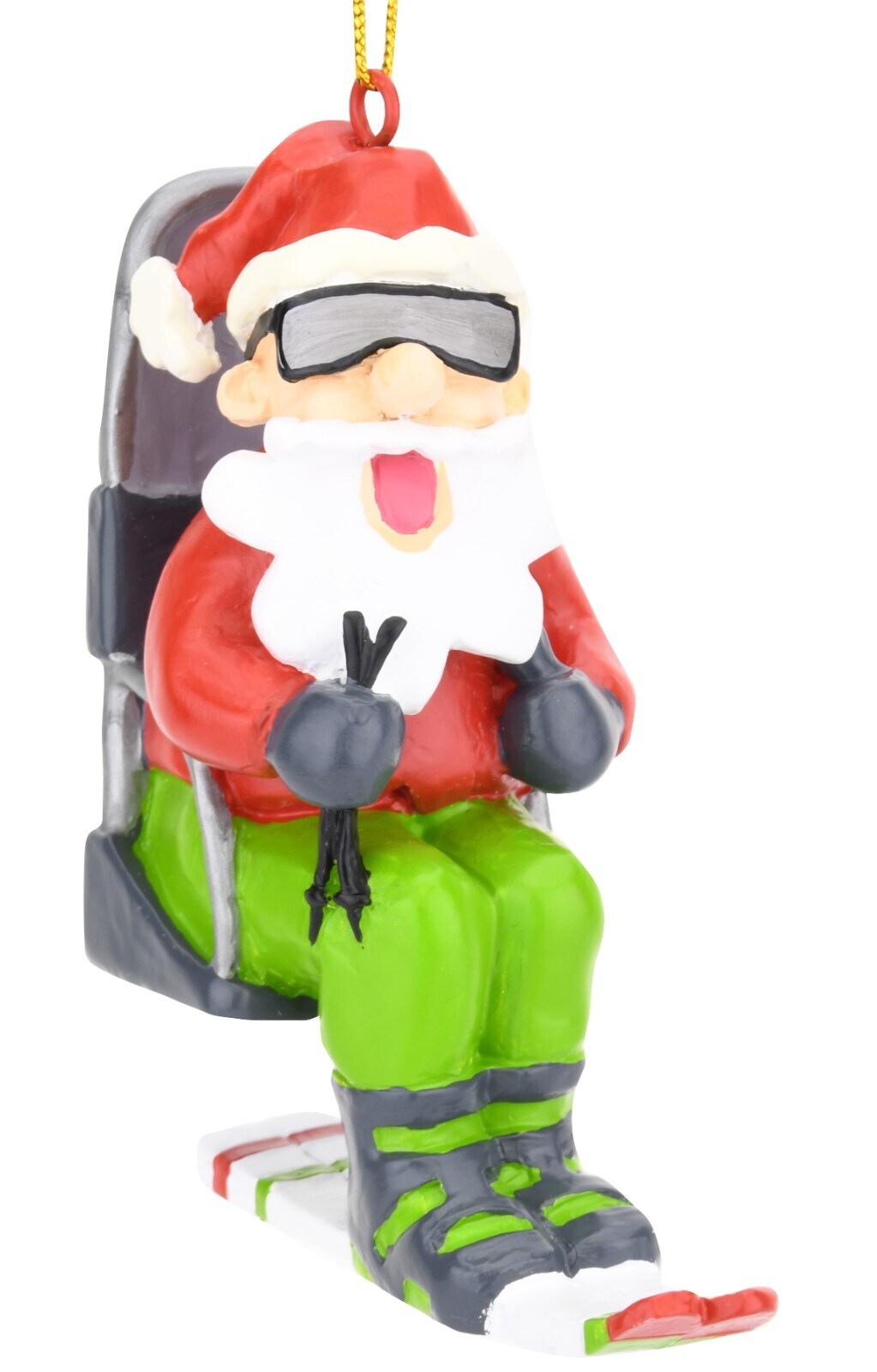 Tree Buddees Skiing Santa on a Chairlift Christmas Ornament