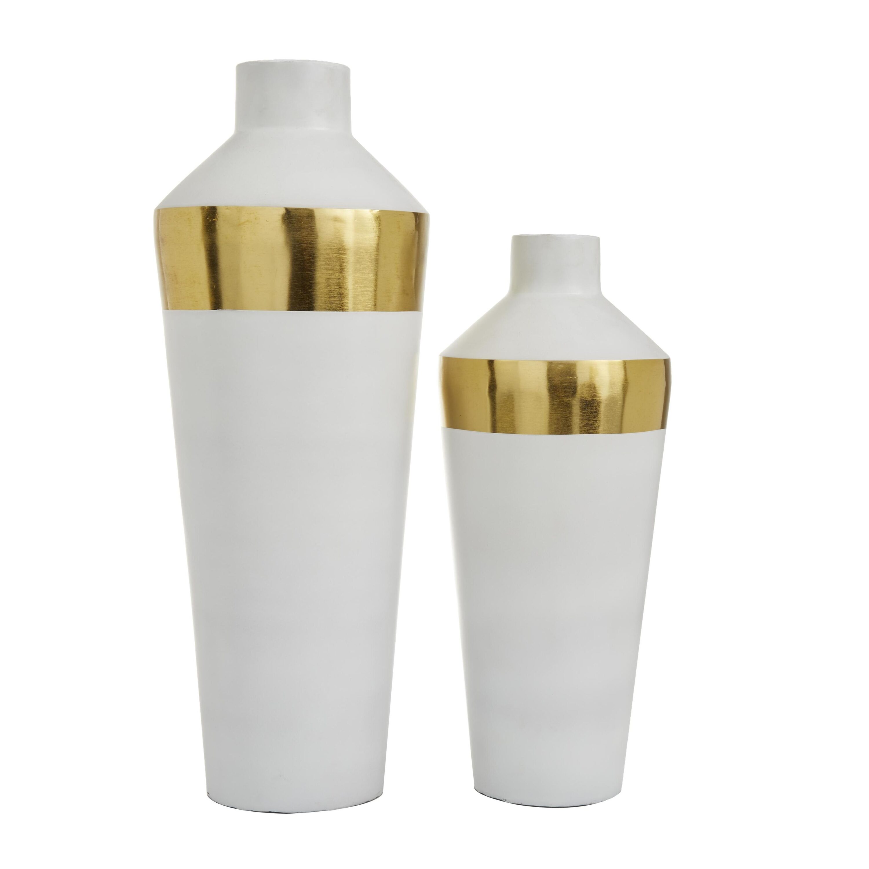 Contemporary Light Metal Bouquet Vase Duo - Round 20" Set